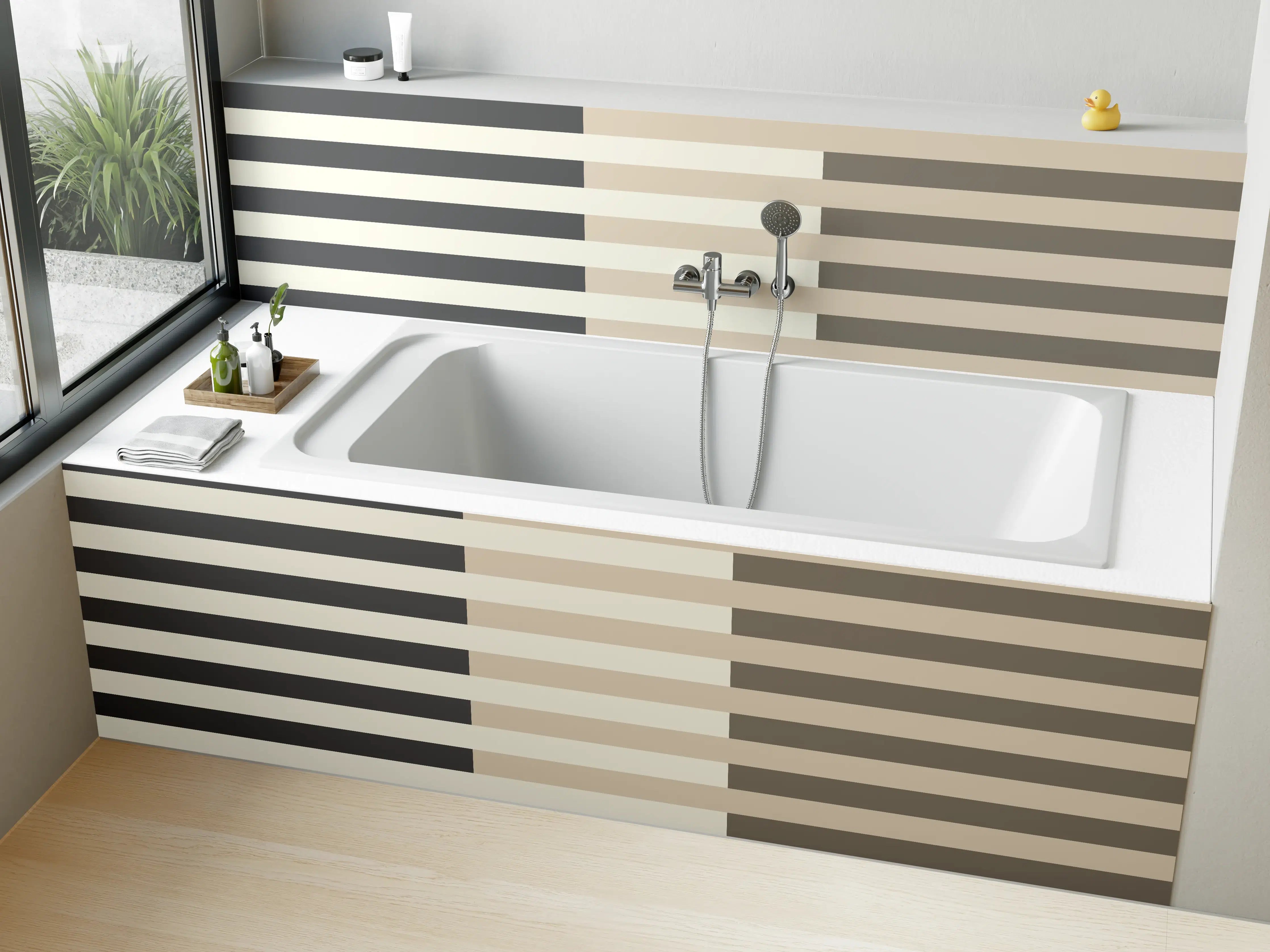 Badewannen-Rückwand - The Nudes - Multy Stripes - Toffee