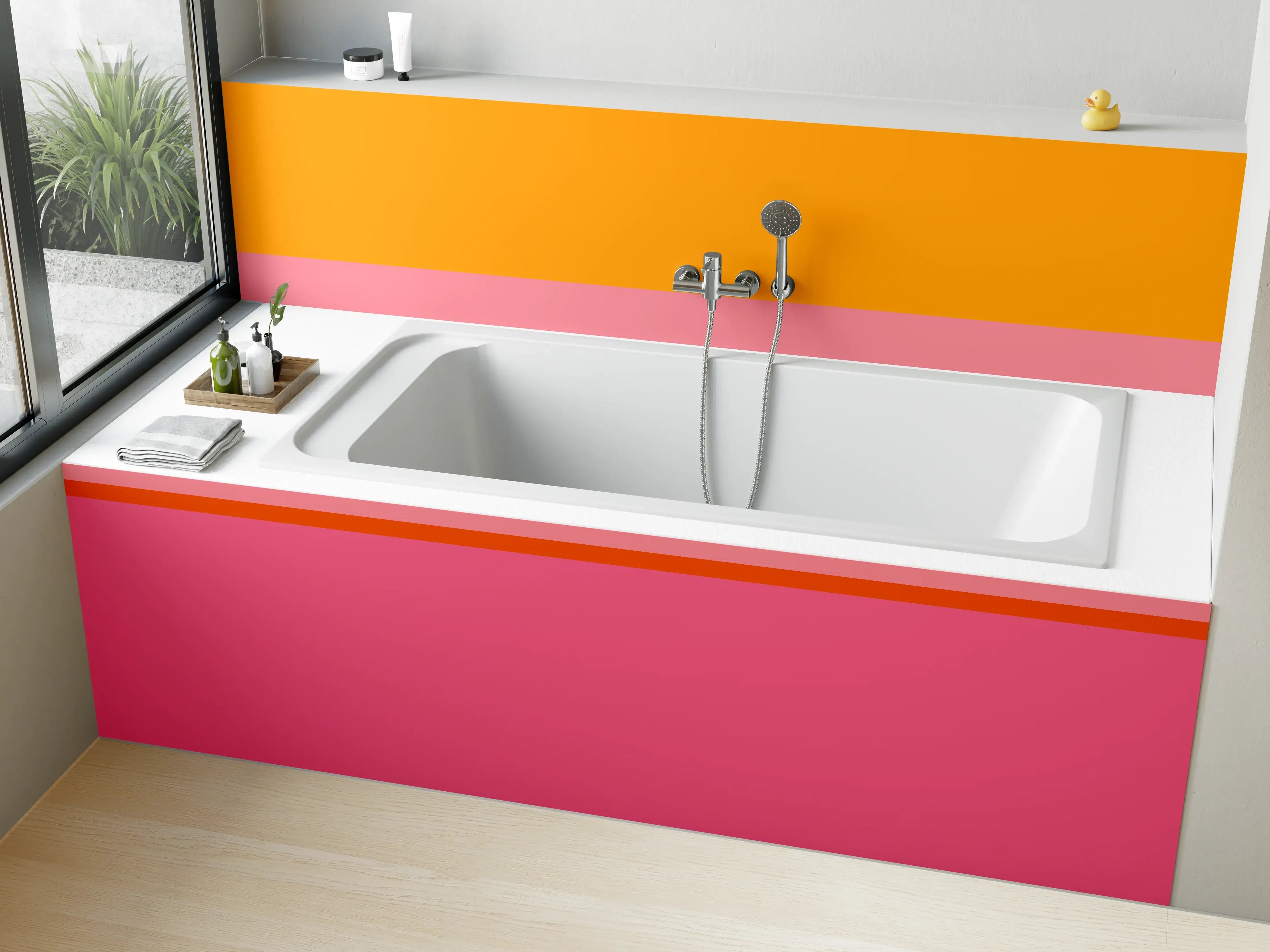 Badewannen-Rückwand - The Oranges - Horizontal - Raspberry