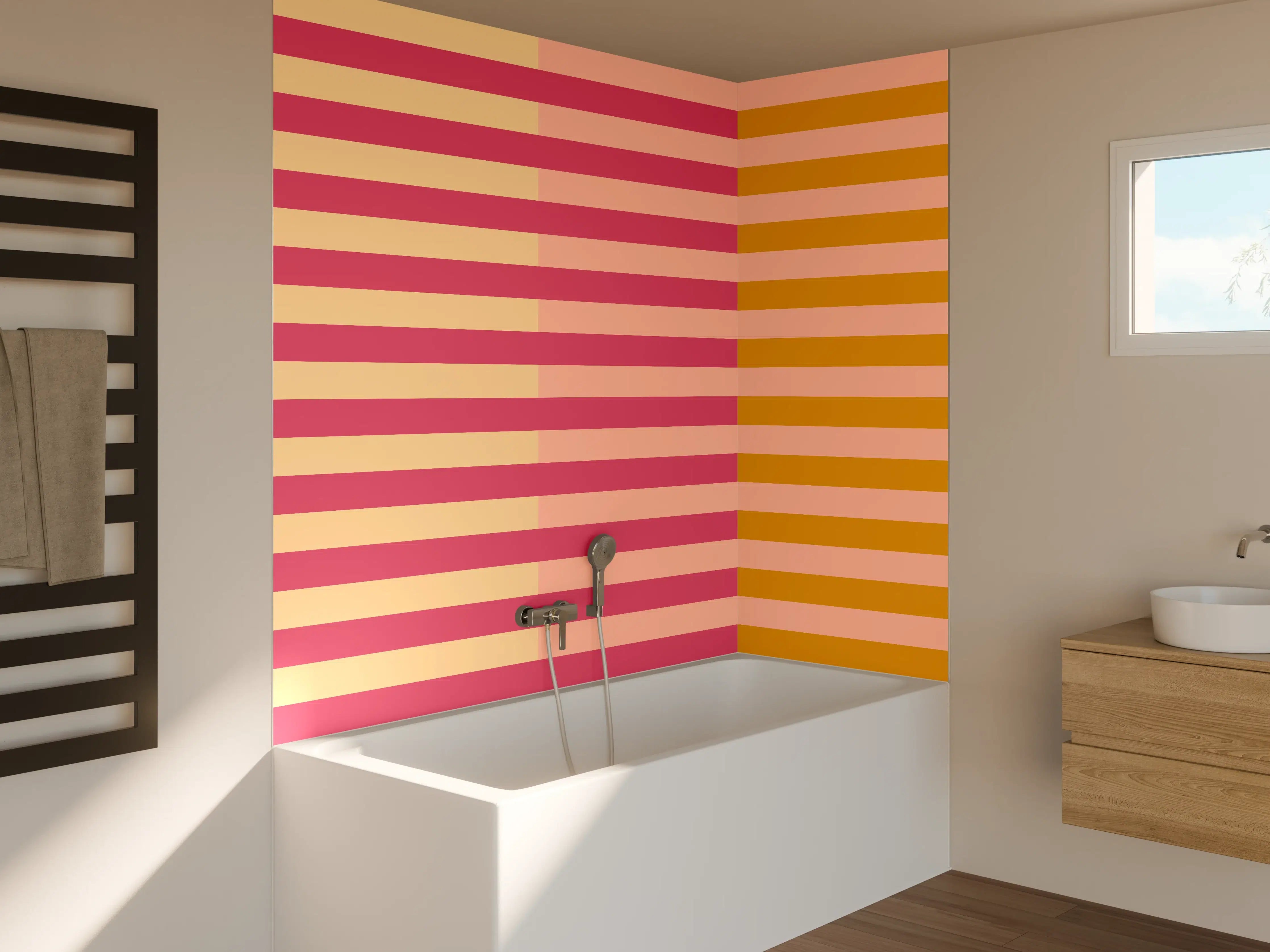 Badewannen-Rückwand - The Oranges - Multy Stripes - Cotton Candy