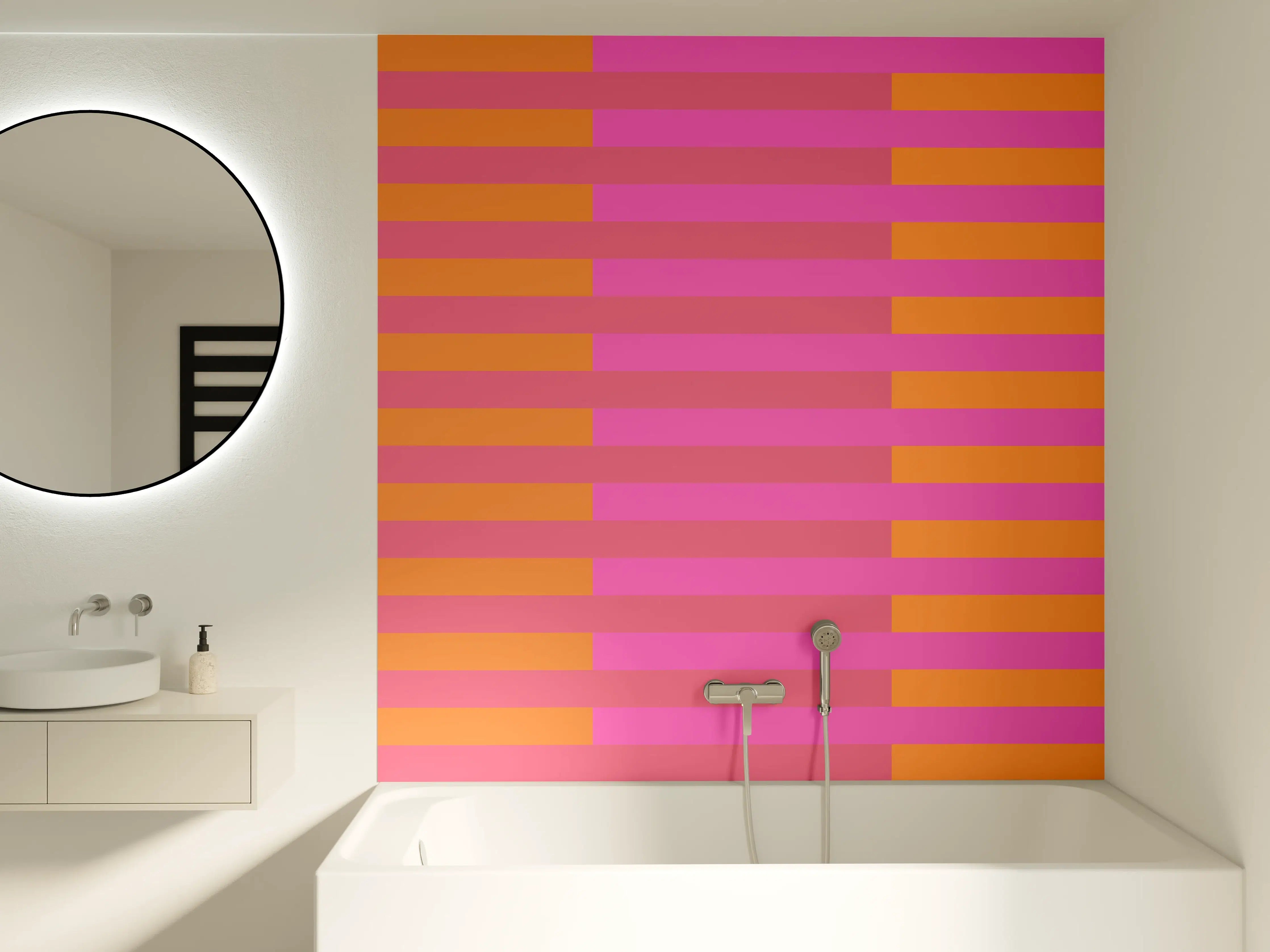 Badewannen-Rückwand - The Oranges - Multy Stripes - Fuchsia