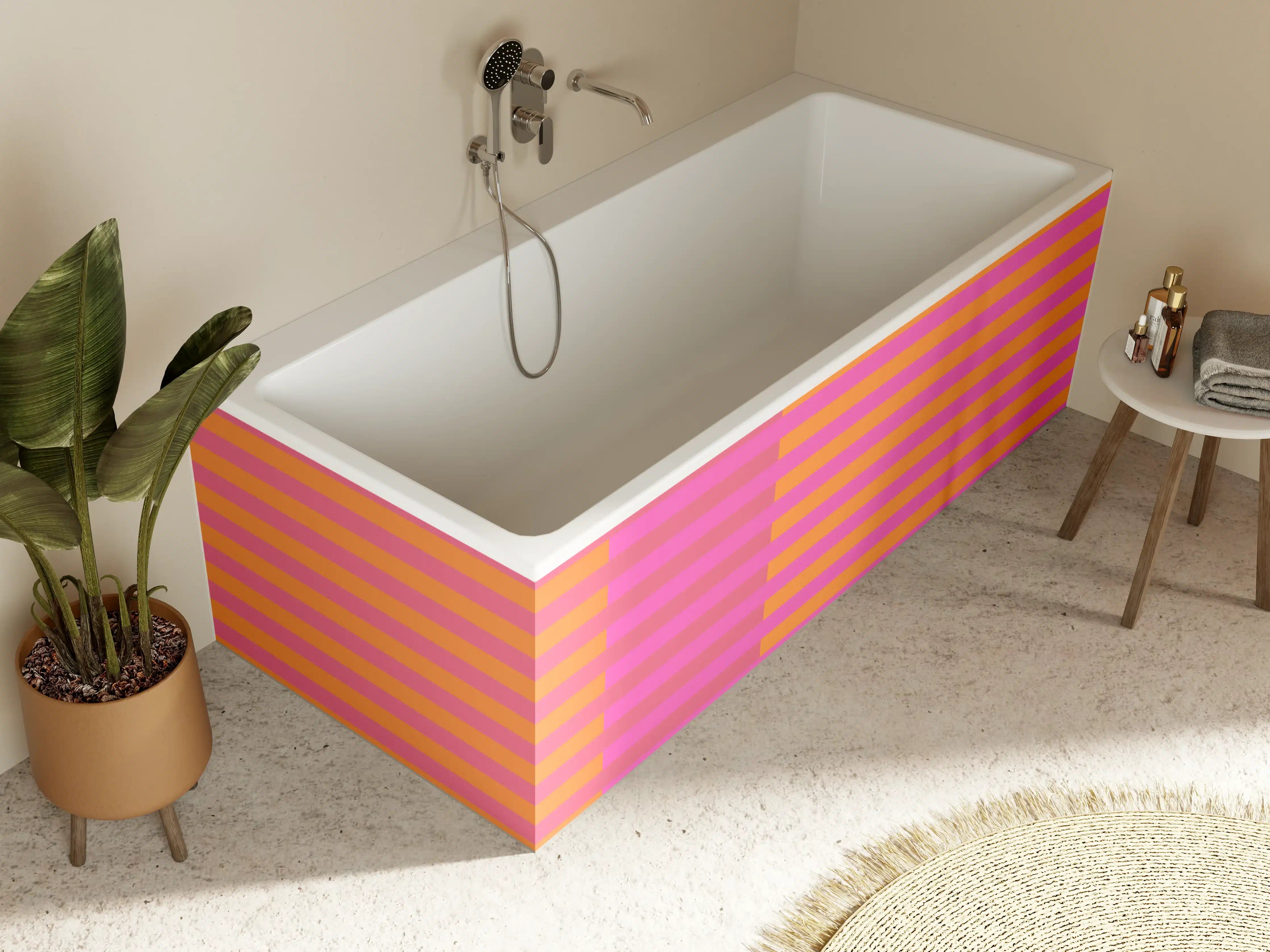 Badewannen-Rückwand - The Oranges - Multy Stripes - Fuchsia