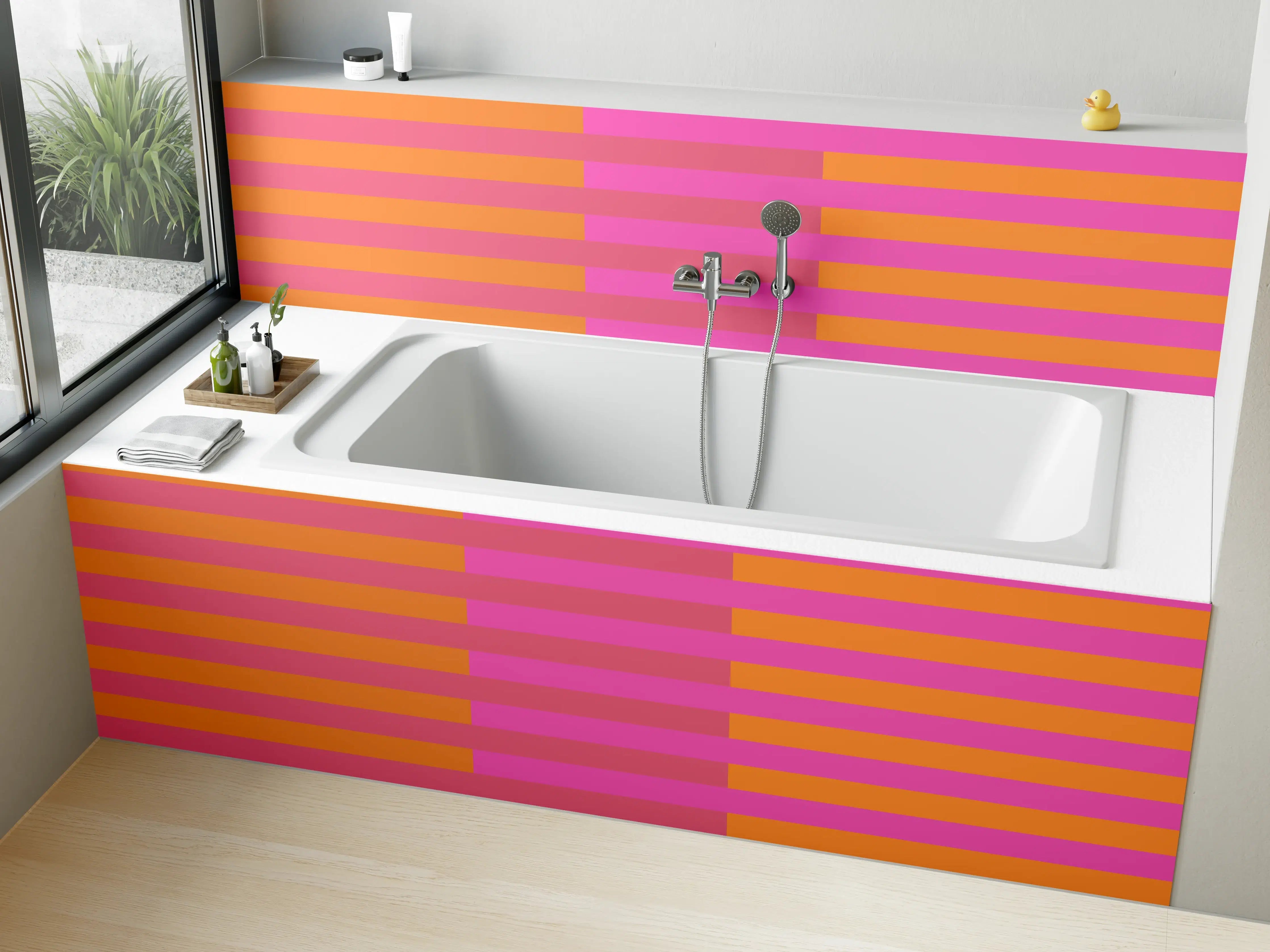 Badewannen-Rückwand - The Oranges - Multy Stripes - Fuchsia