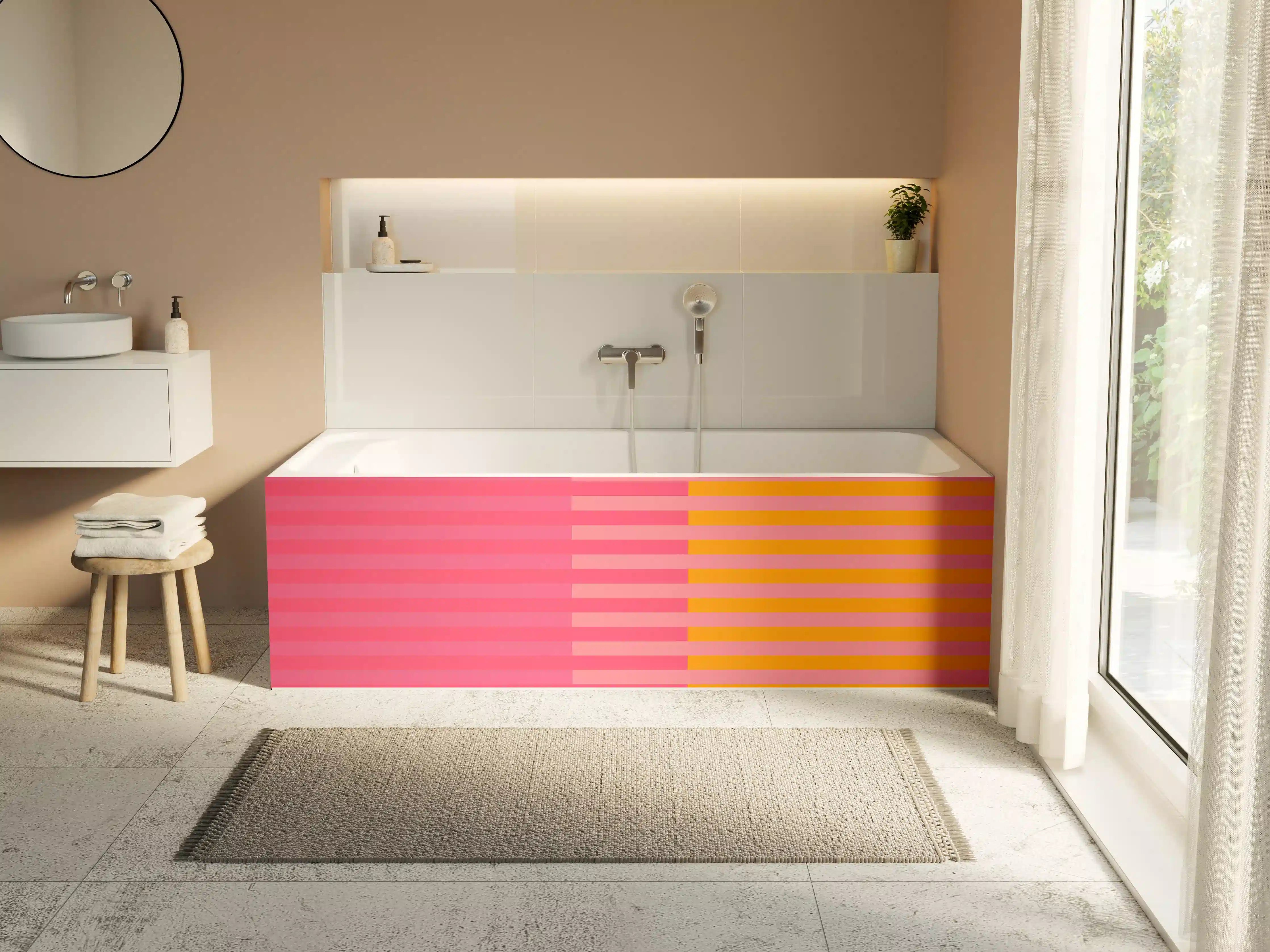 Badewannen-Rückwand - The Oranges - Multy Stripes - Raspberry