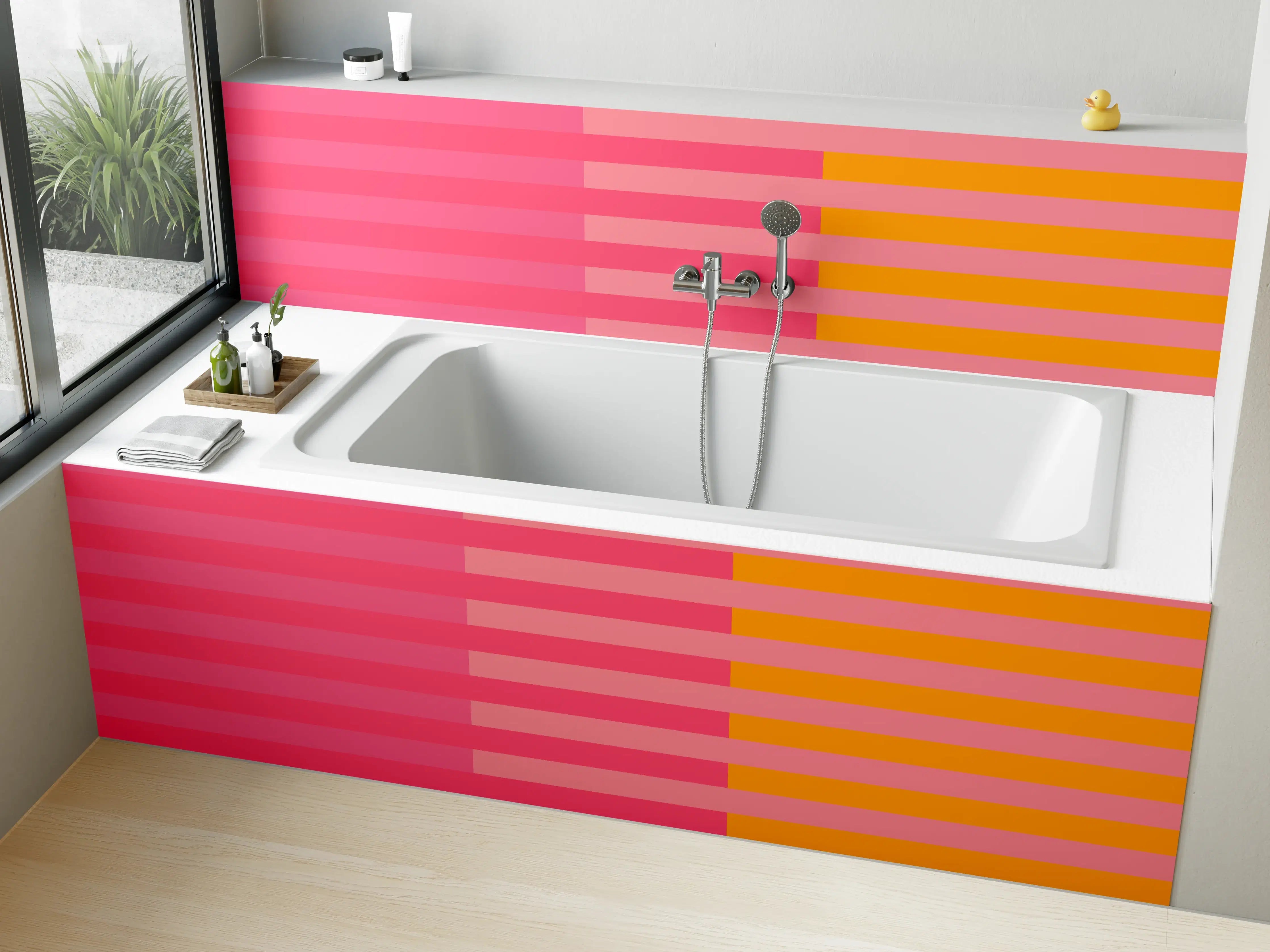 Badewannen-Rückwand - The Oranges - Multy Stripes - Raspberry