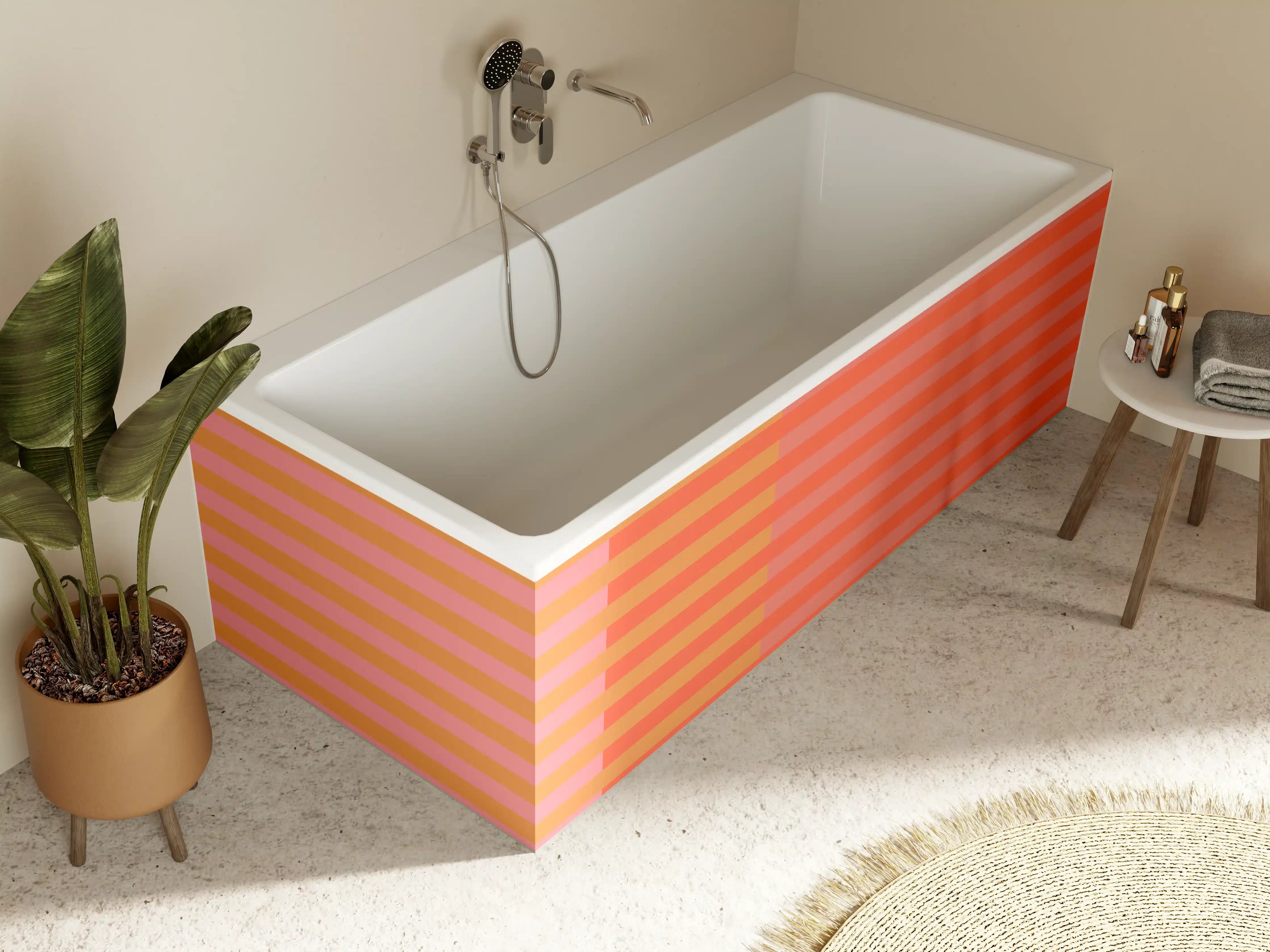 Badewannen-Rückwand - The Oranges - Multy Stripes - Salmon
