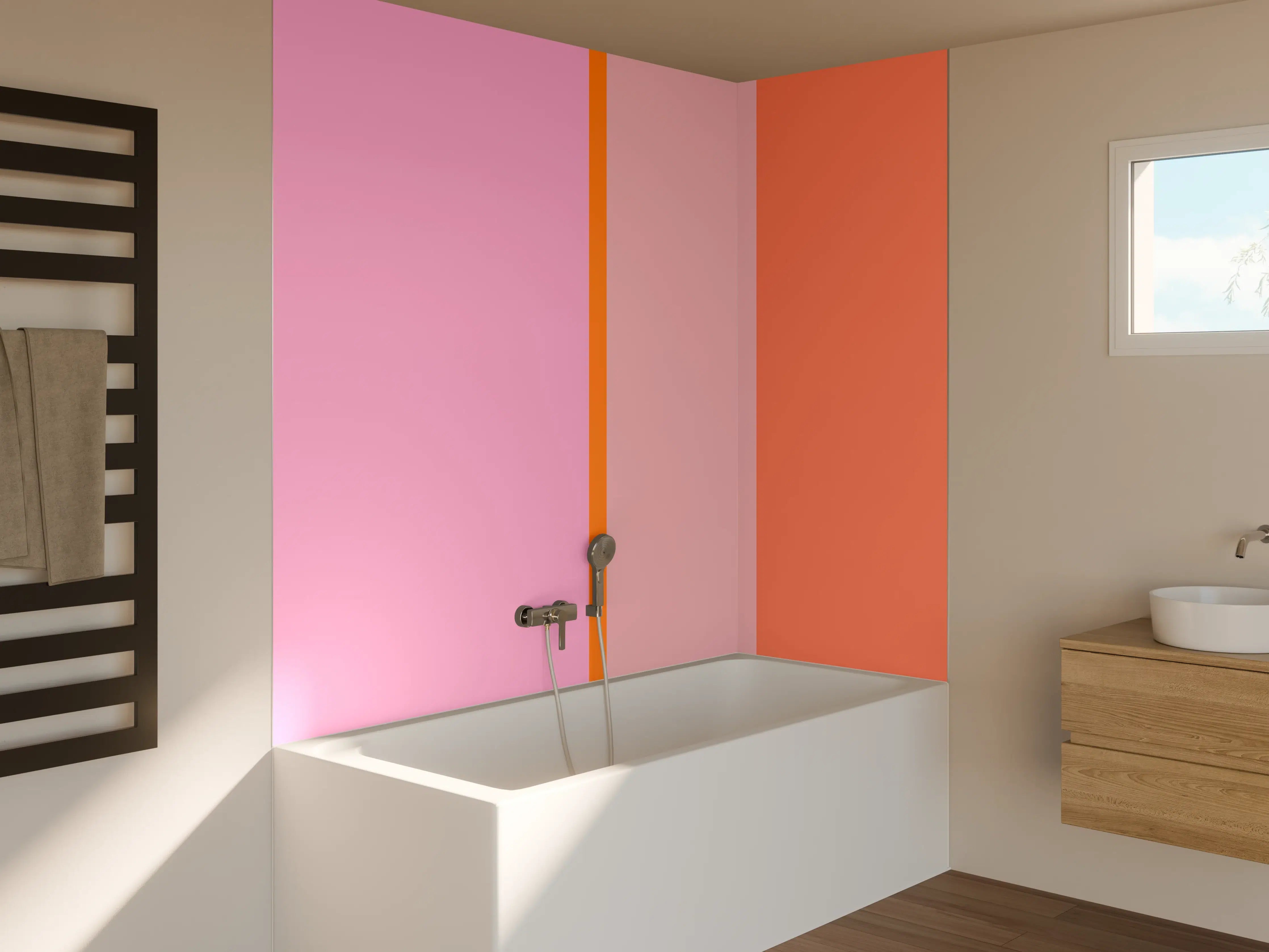 Badewannen-Rückwand - The Oranges - Vertical - Coral