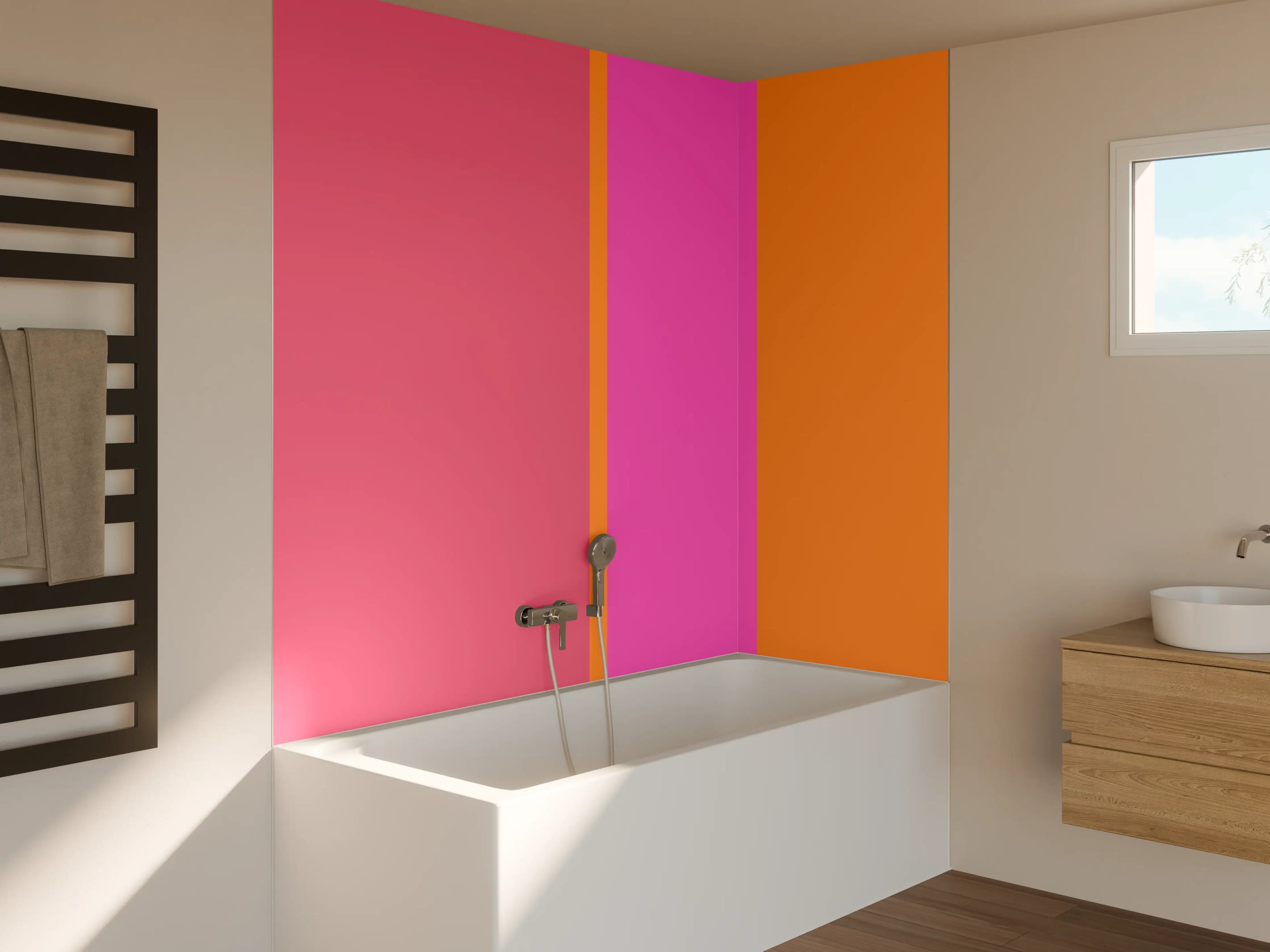 Badewannen-Rückwand - The Oranges - Vertical - Fuchsia