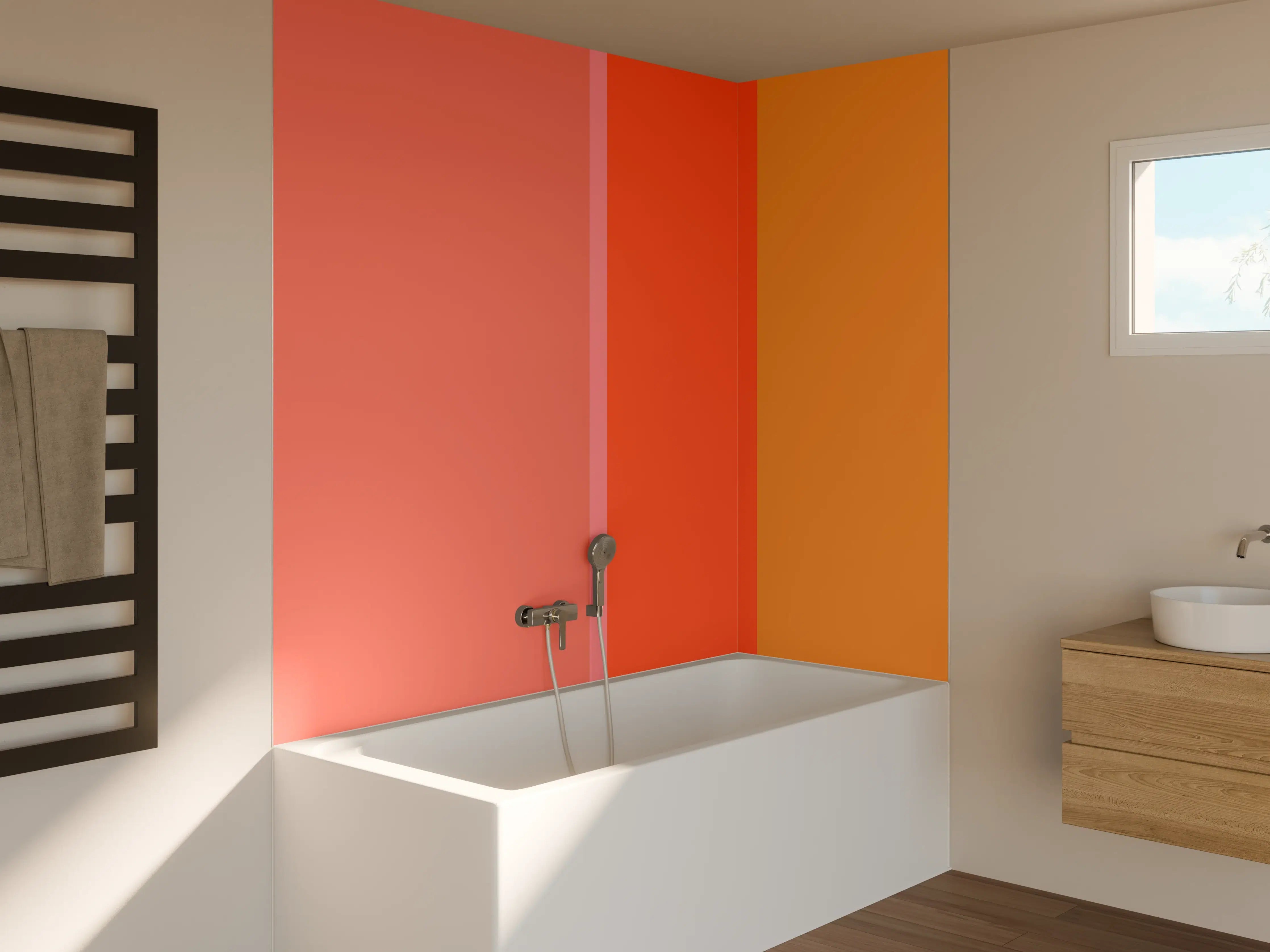 Badewannen-Rückwand - The Oranges - Vertical - Salmon