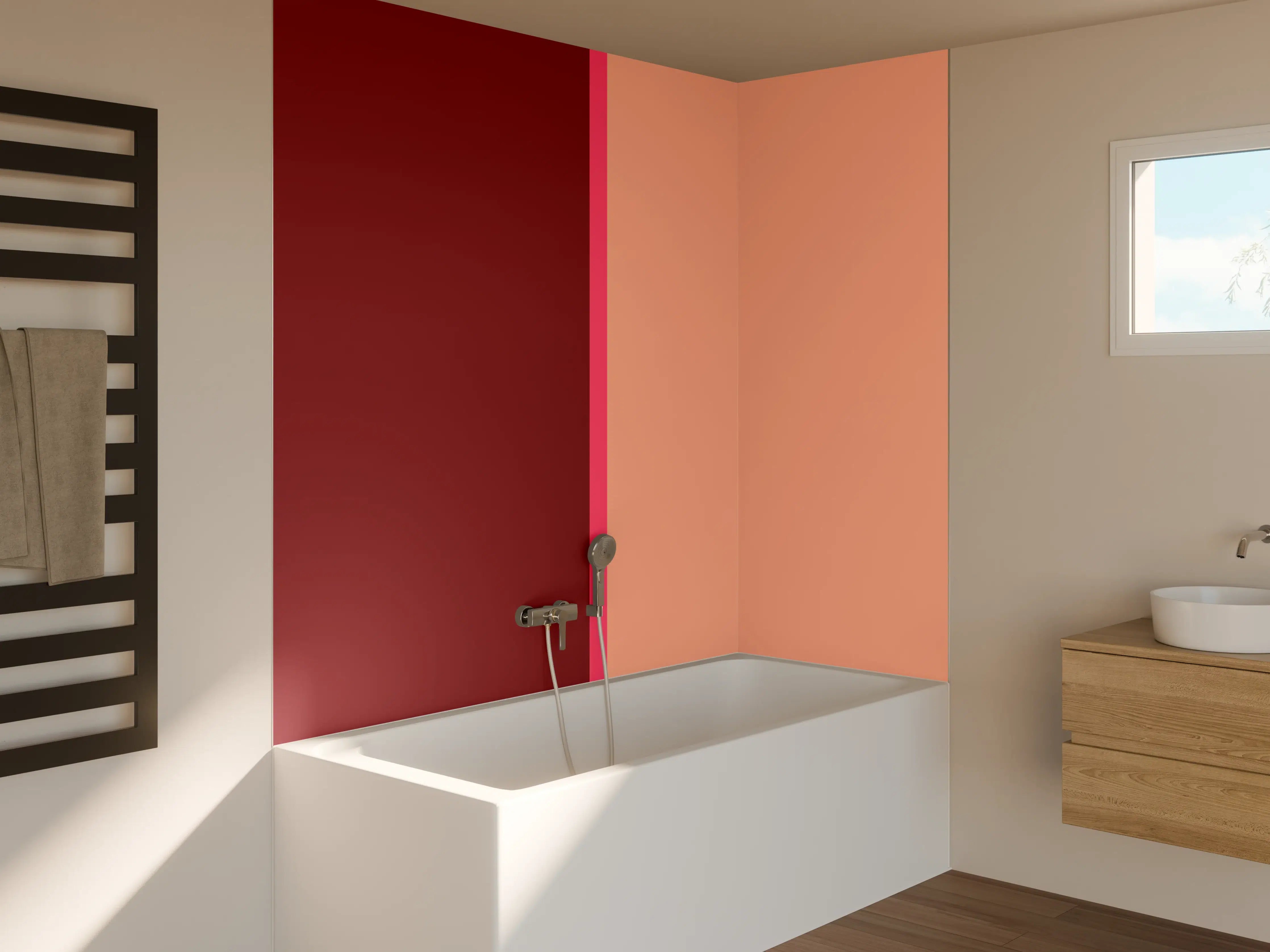 Badewannen-Rückwand - The Reds - Easy Vertikal - Cherry