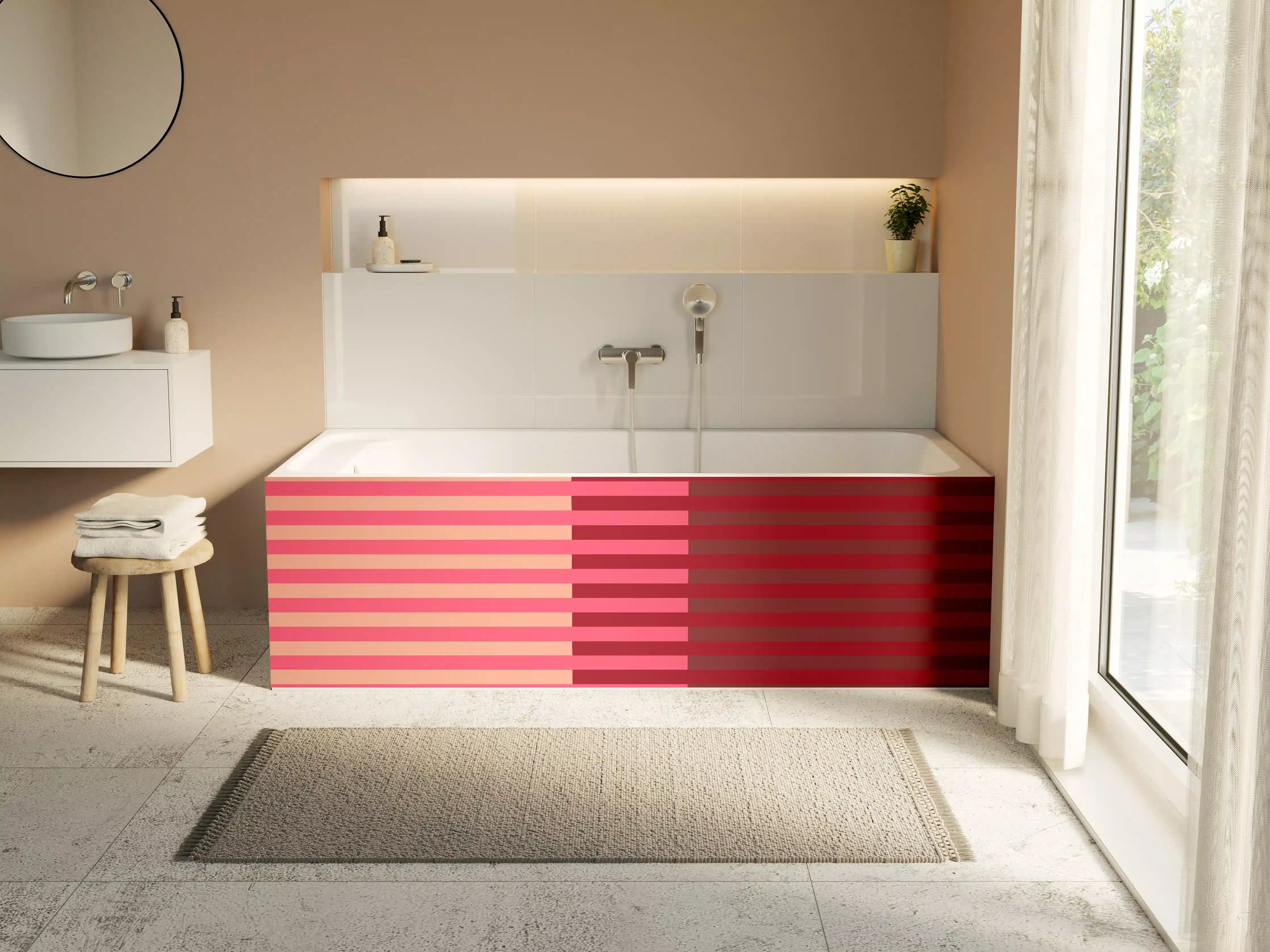 Badewannen-Rückwand - The Reds - Multy Stripes - Cherry