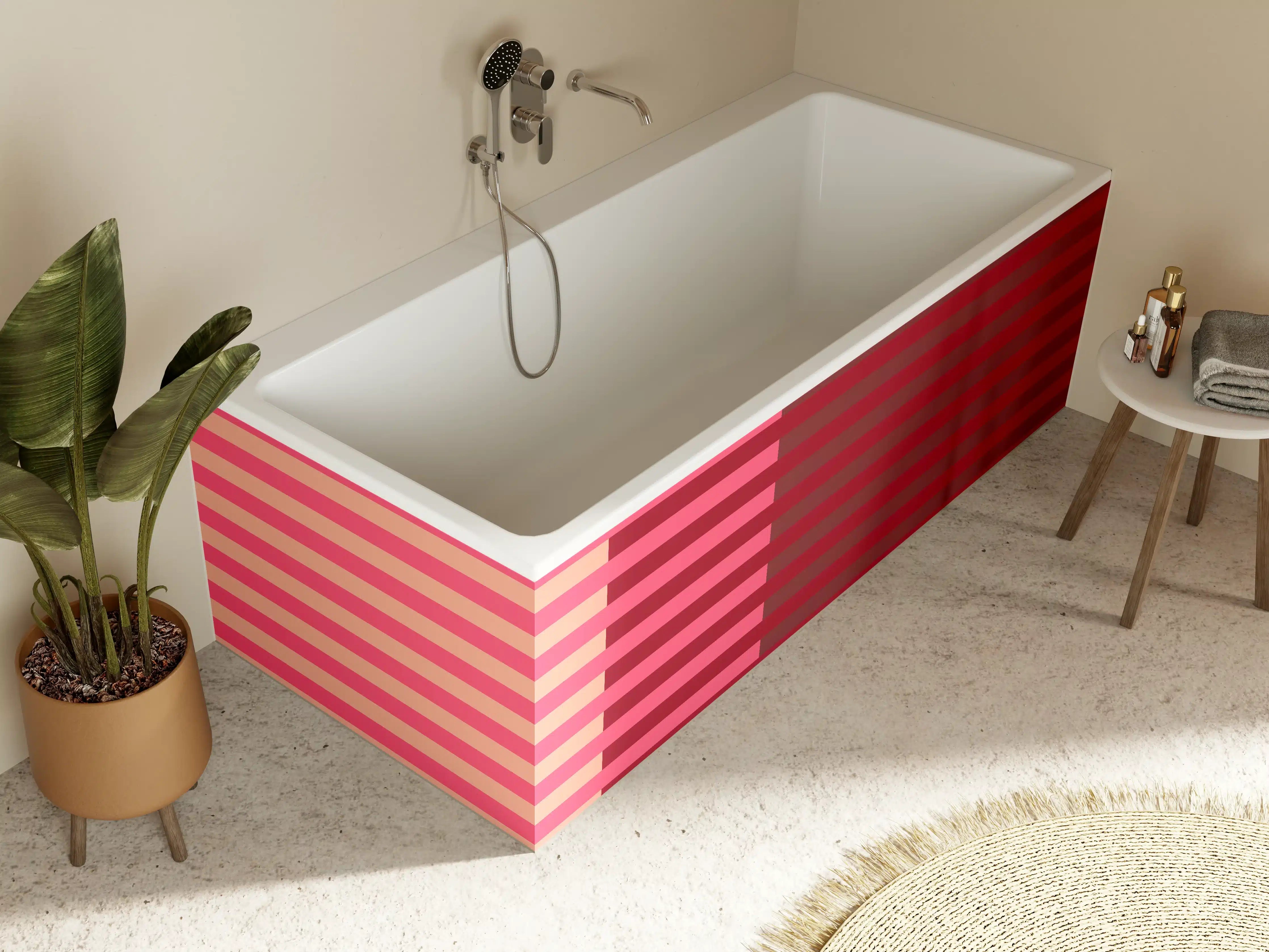Badewannen-Rückwand - The Reds - Multy Stripes - Cherry