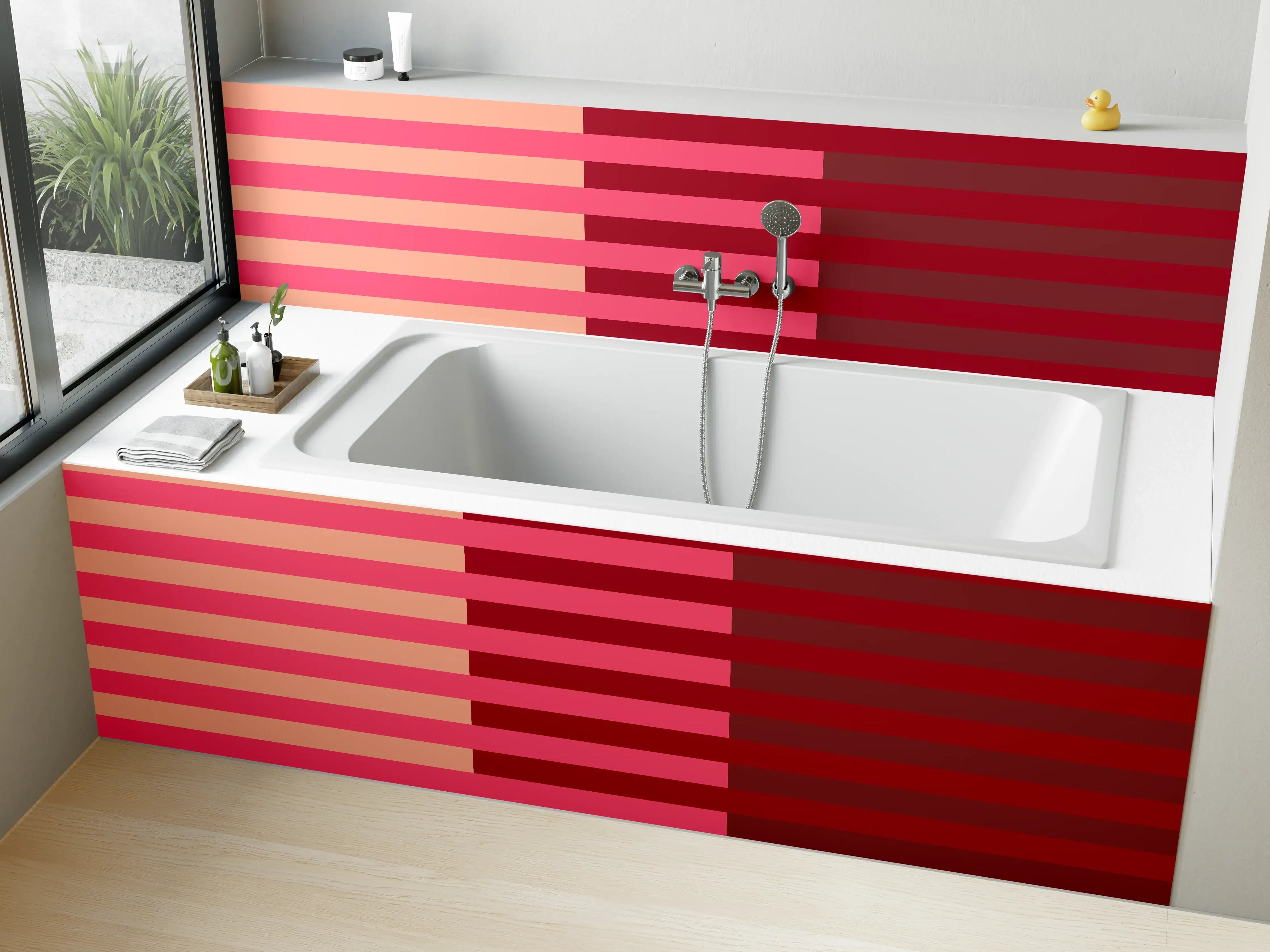 Badewannen-Rückwand - The Reds - Multy Stripes - Cherry
