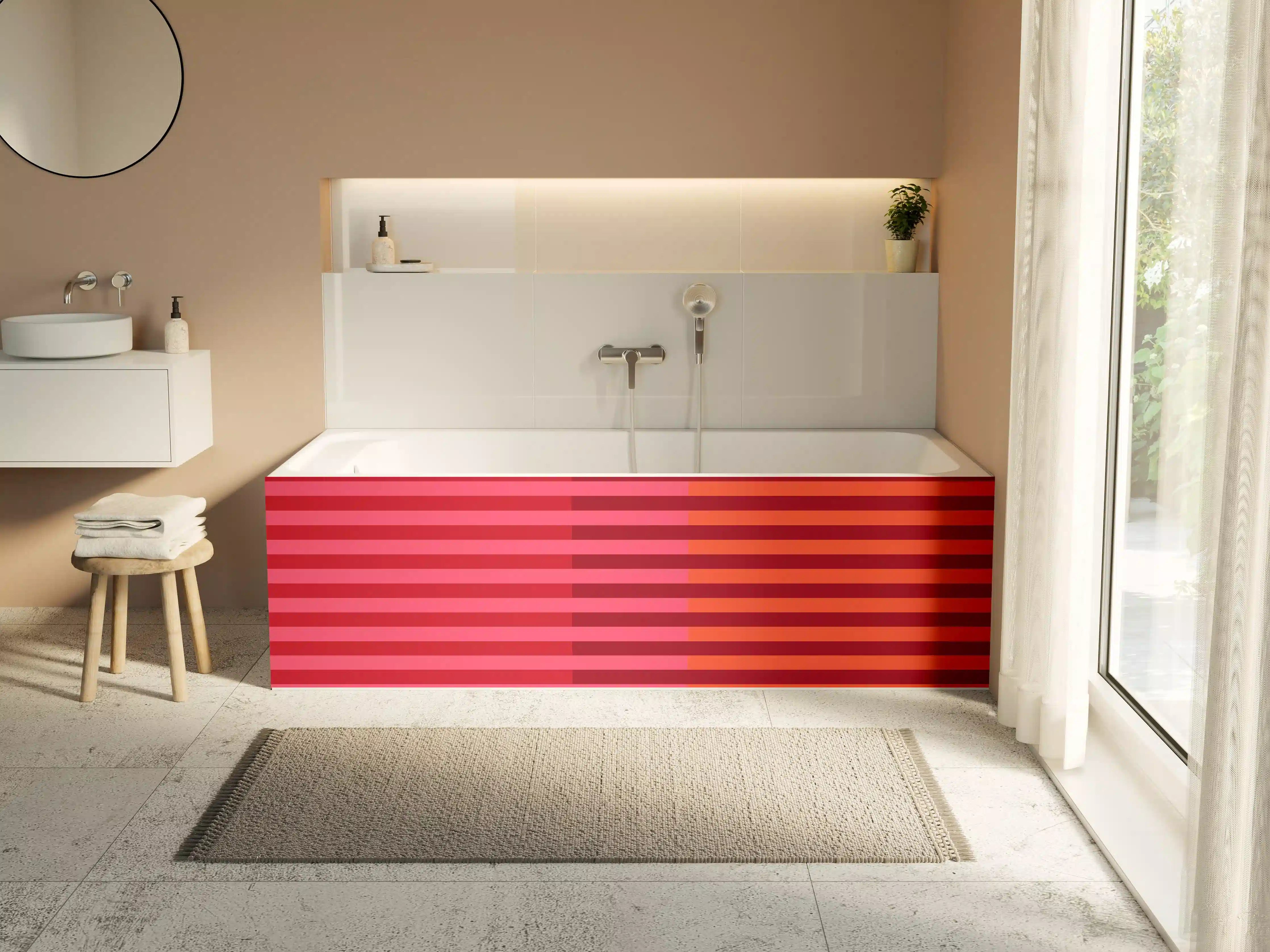 Badewannen-Rückwand - The Reds - Multy Stripes - Pomegranate