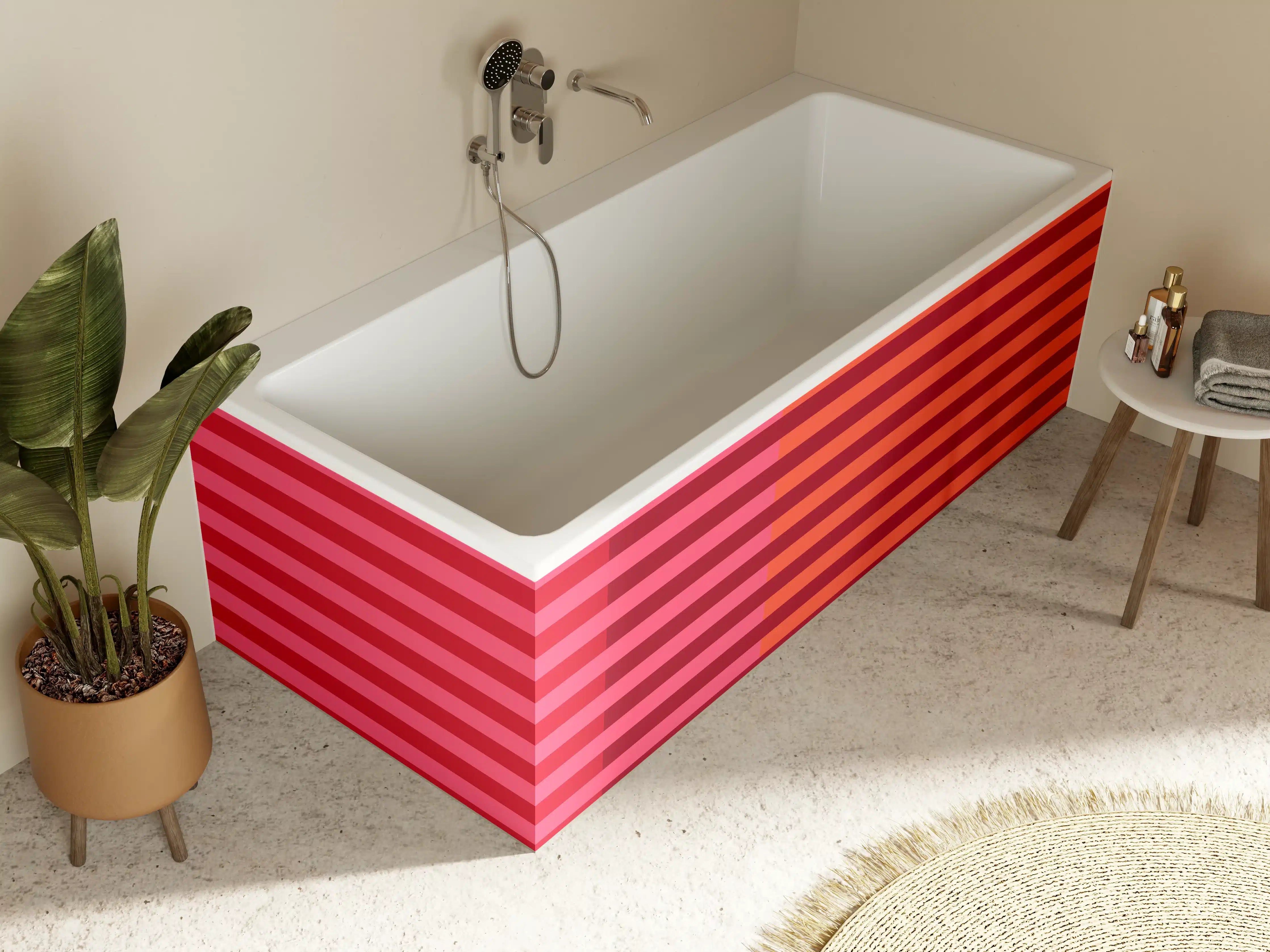 Badewannen-Rückwand - The Reds - Multy Stripes - Pomegranate