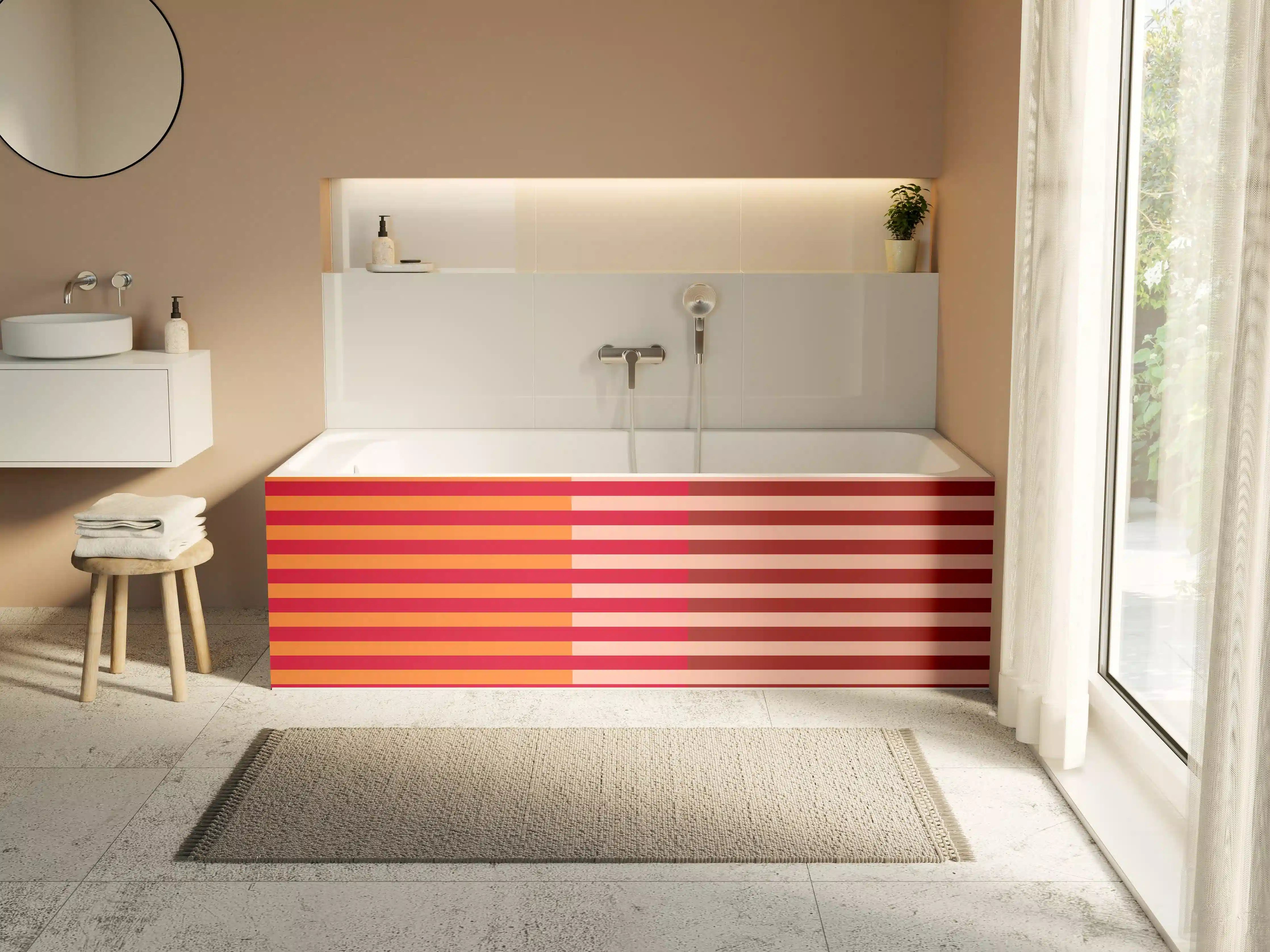 Badewannen-Rückwand - The Reds - Multy Stripes - Sangria