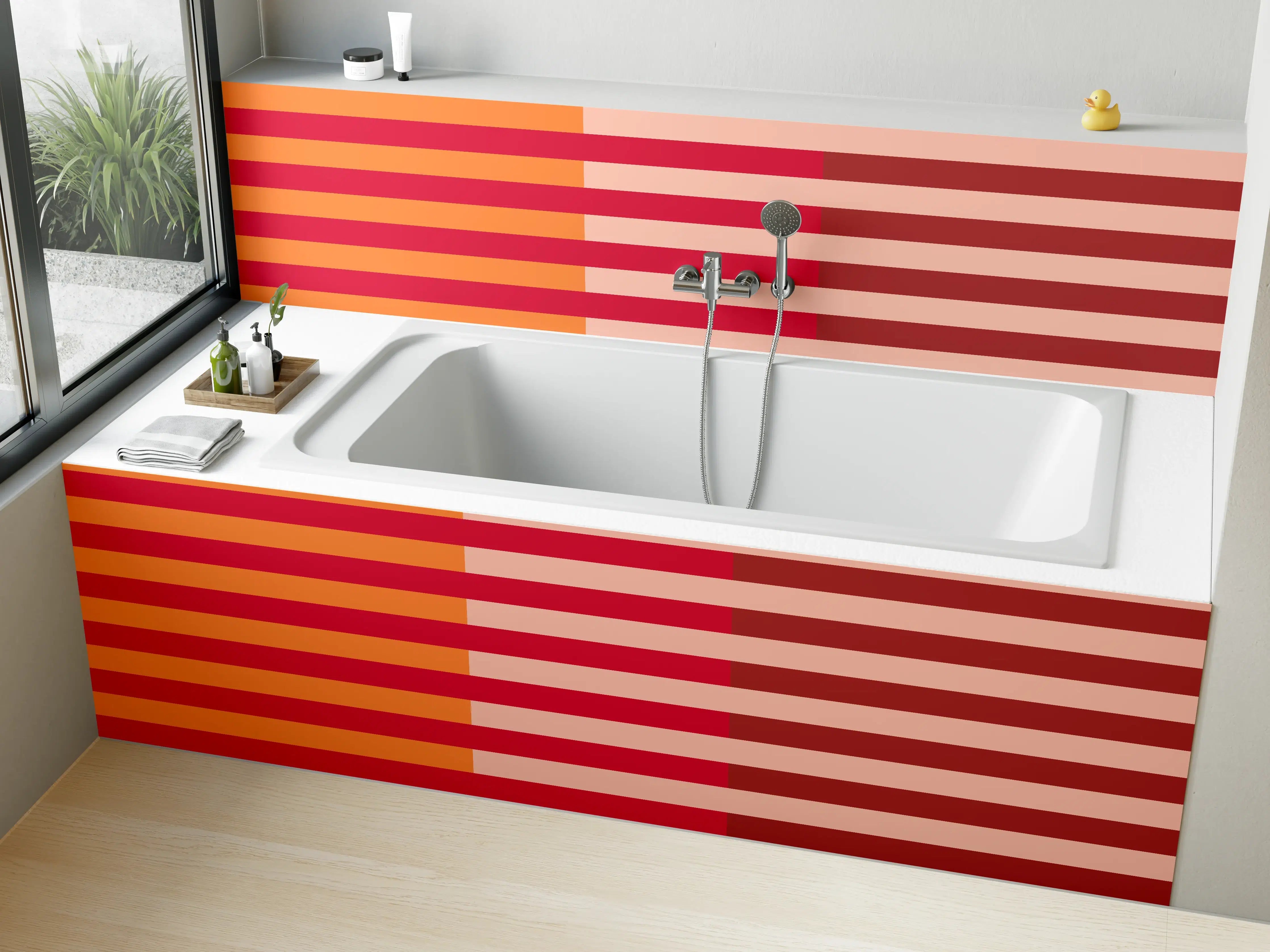 Badewannen-Rückwand - The Reds - Multy Stripes - Sangria