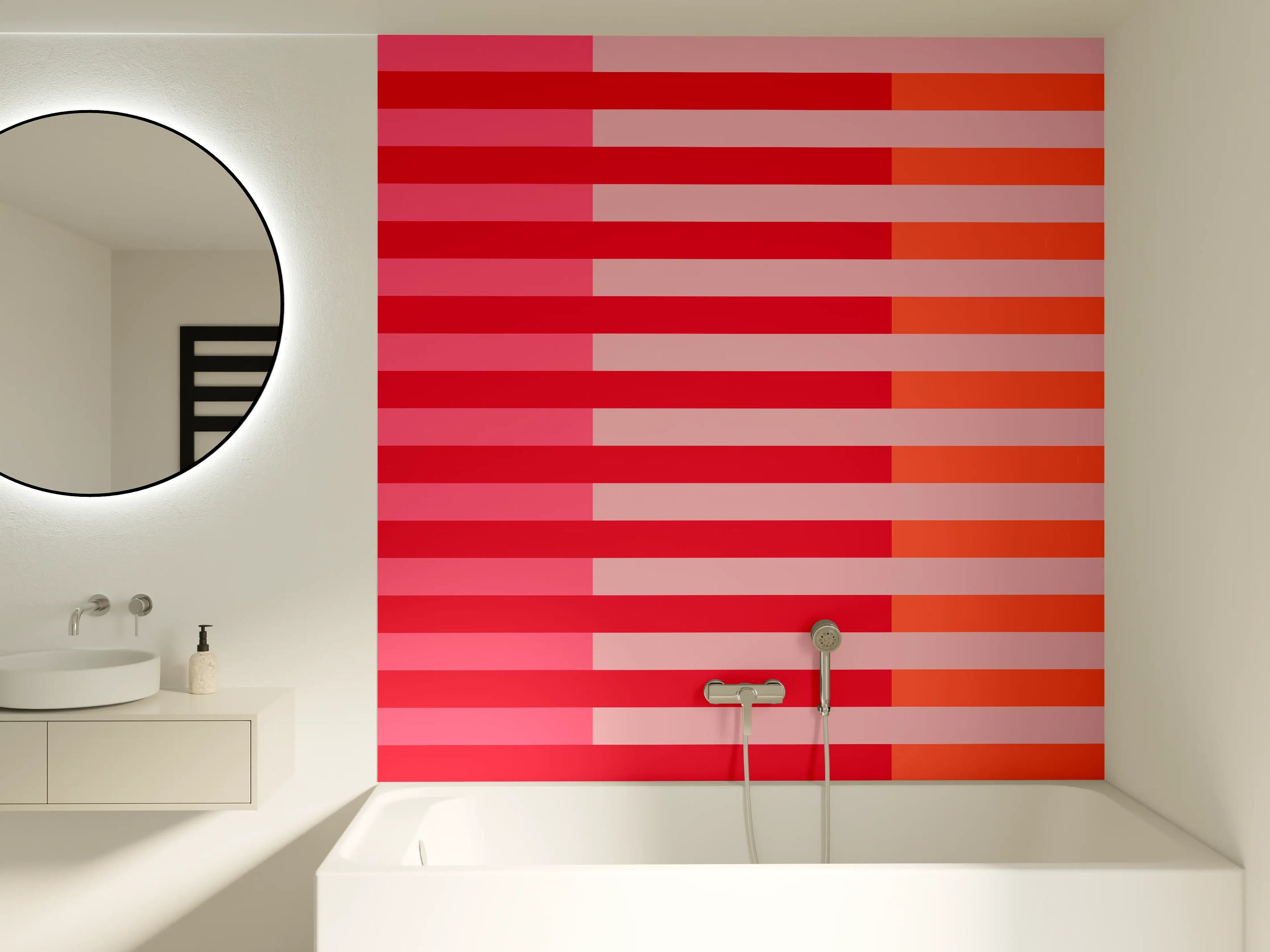 Badewannen-Rückwand - The Reds - Multy Stripes - Strawberry