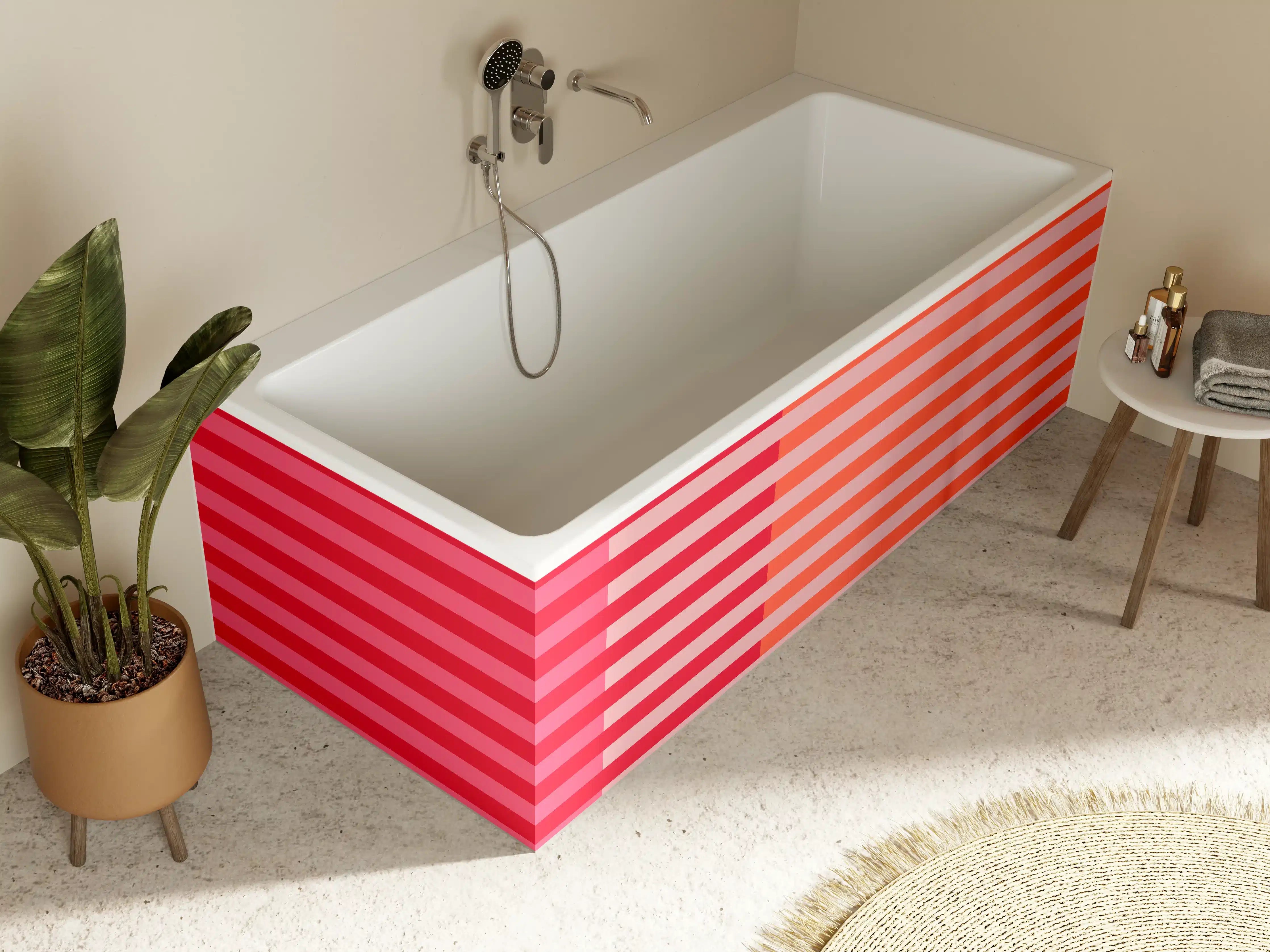 Badewannen-Rückwand - The Reds - Multy Stripes - Strawberry