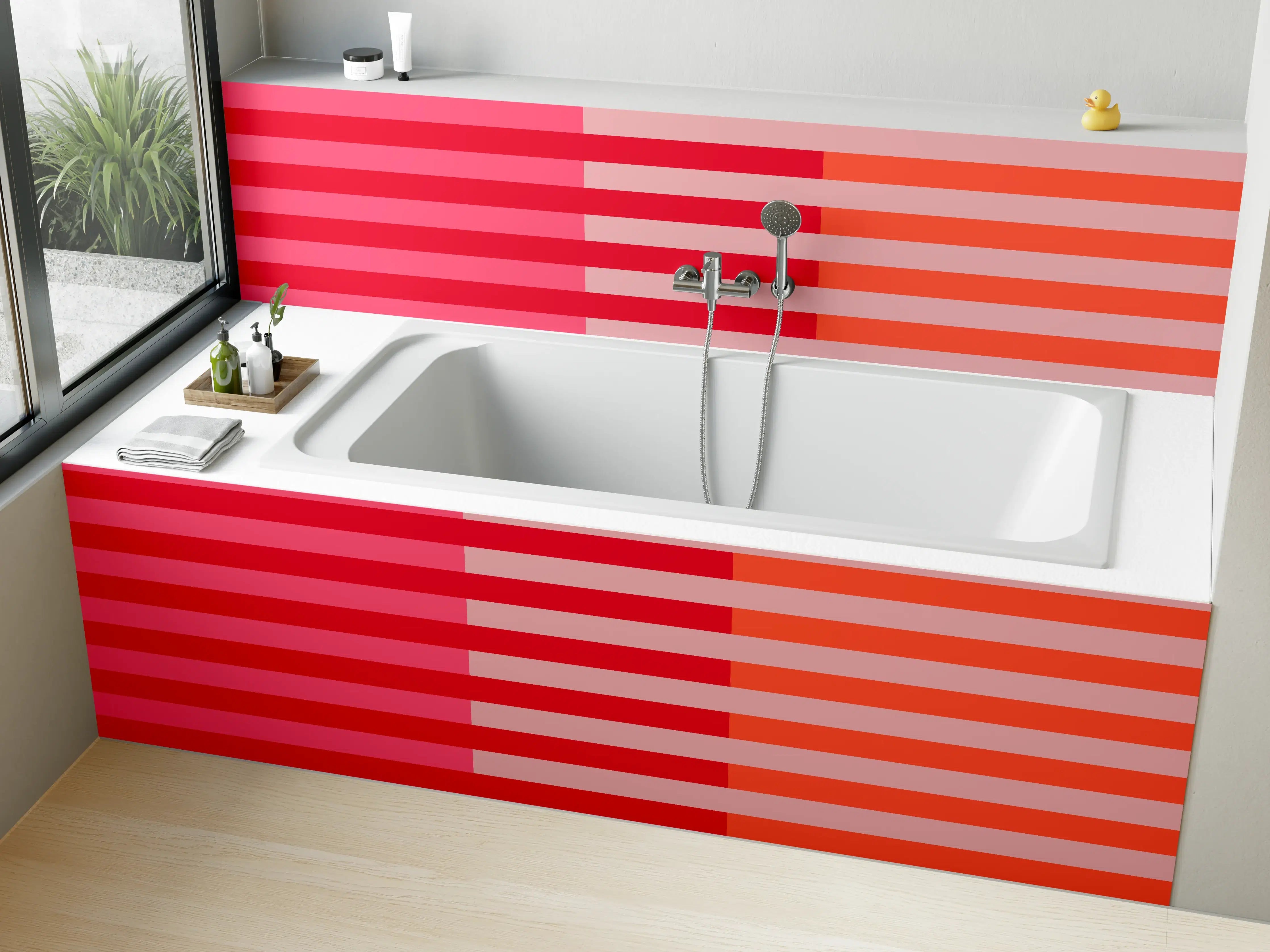 Badewannen-Rückwand - The Reds - Multy Stripes - Strawberry