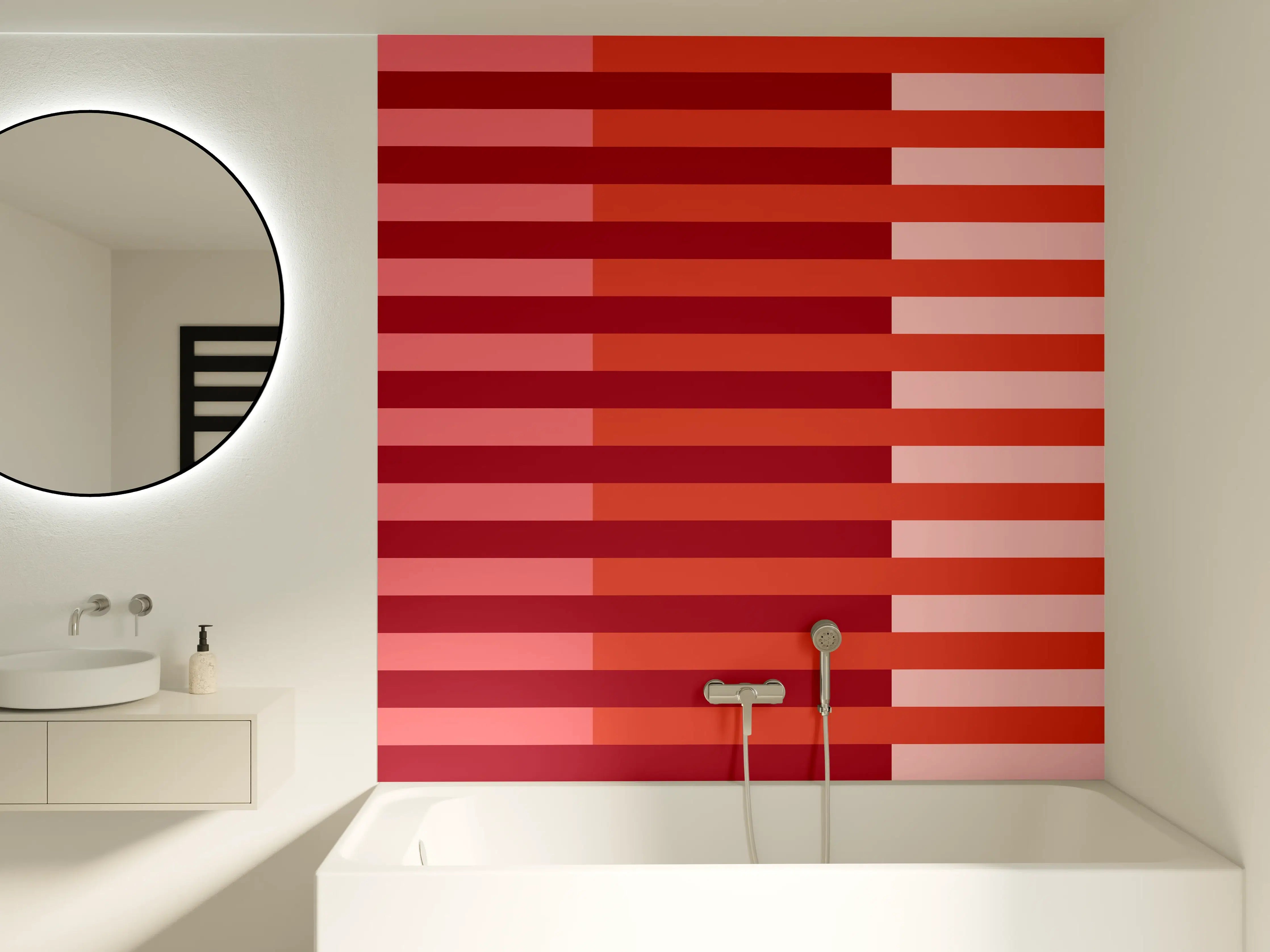 Badewannen-Rückwand - The Reds - Multy Stripes - Tomato