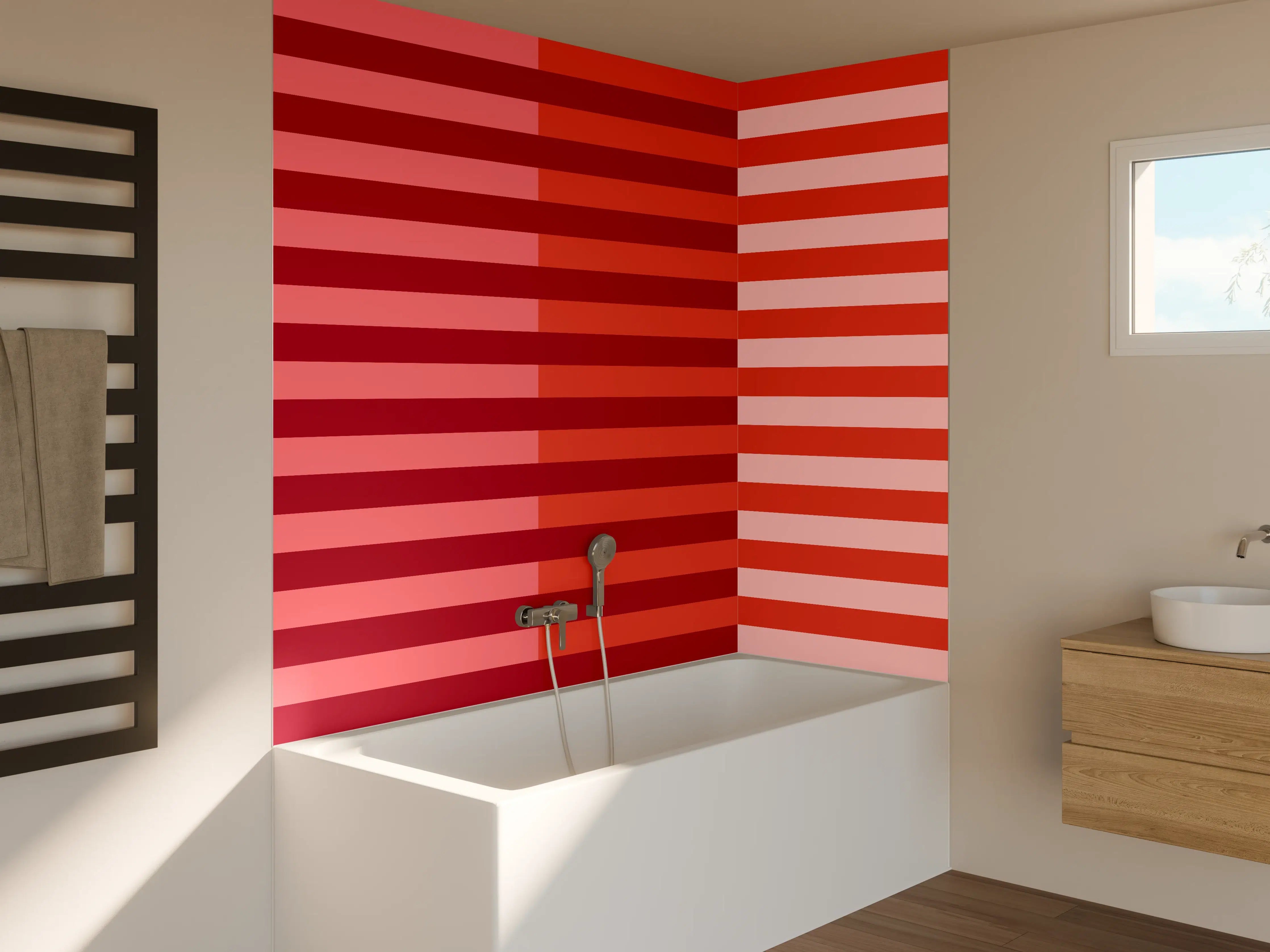 Badewannen-Rückwand - The Reds - Multy Stripes - Tomato