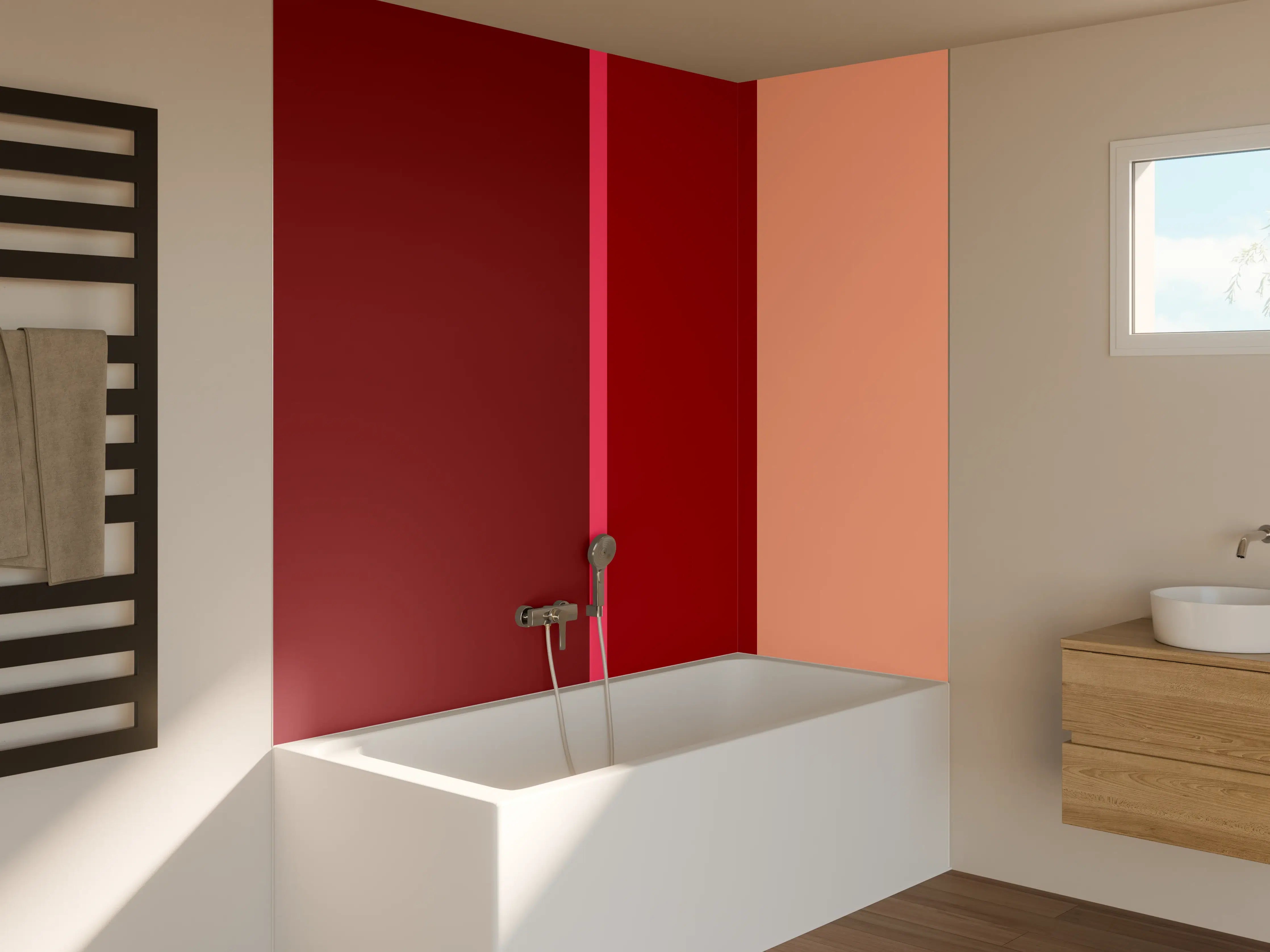 Badewannen-Rückwand - The Reds - Vertical - Cherry