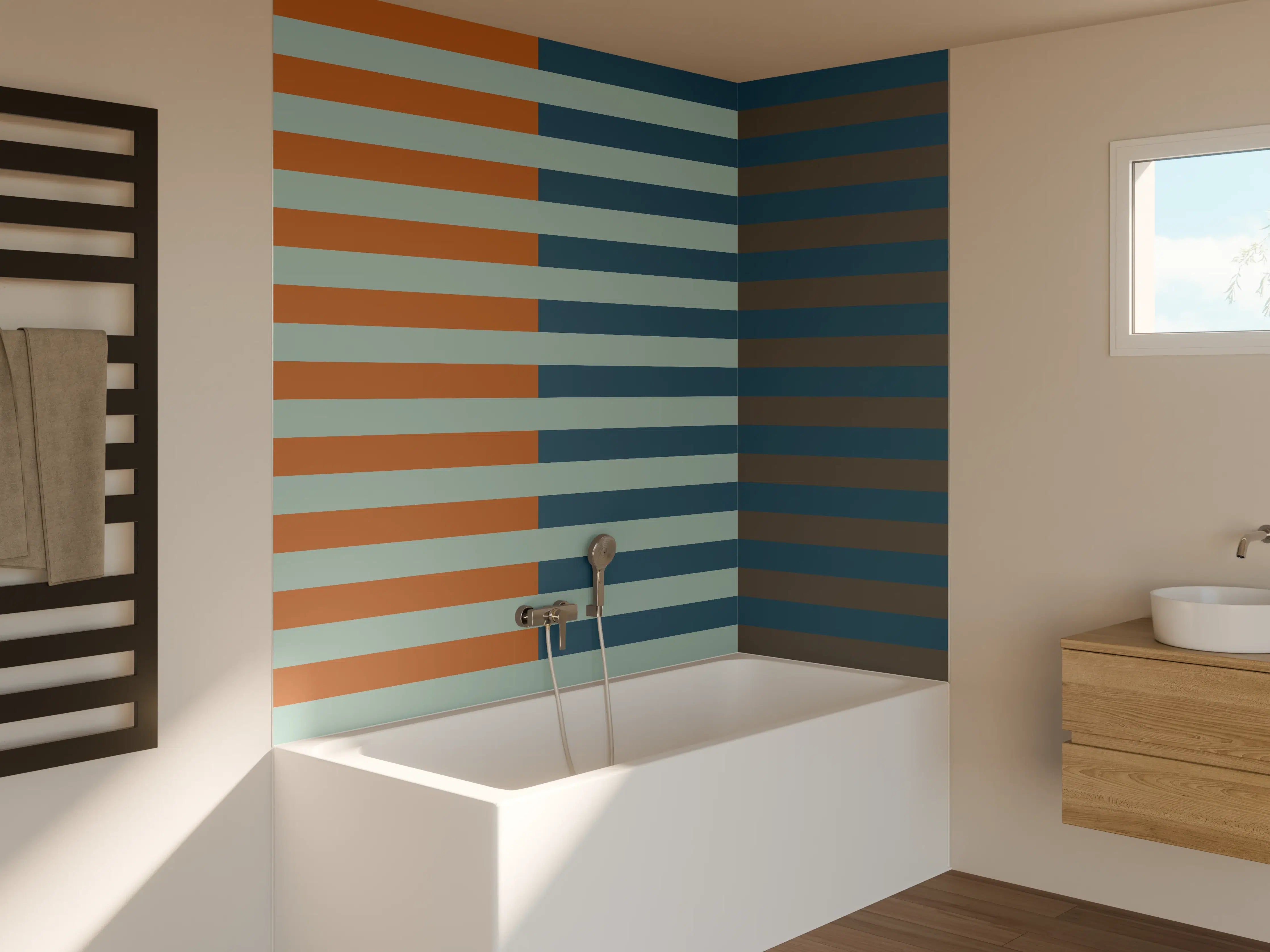 Badewannen-Rückwand - The Retros - Multy Stripes - Jon