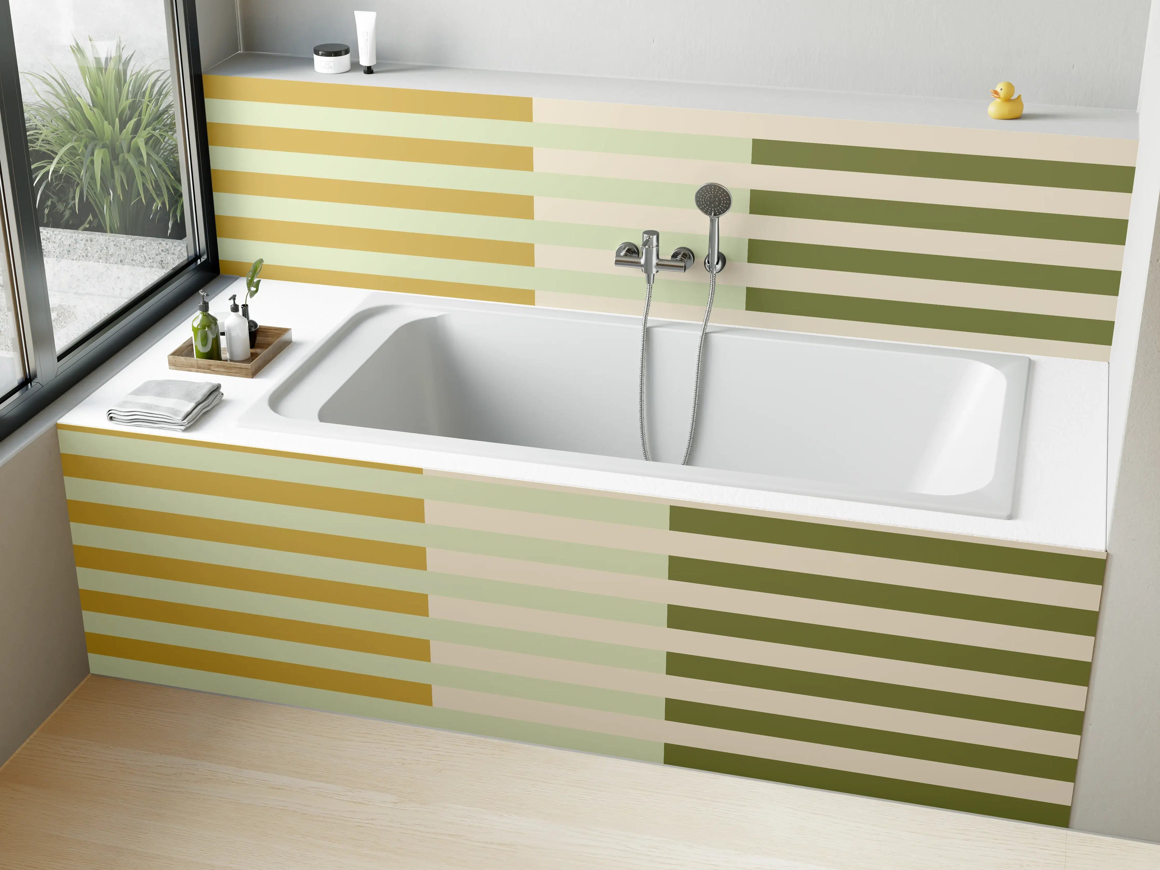 Badewannen-Rückwand - The Springs - Multy Stripes - Birch