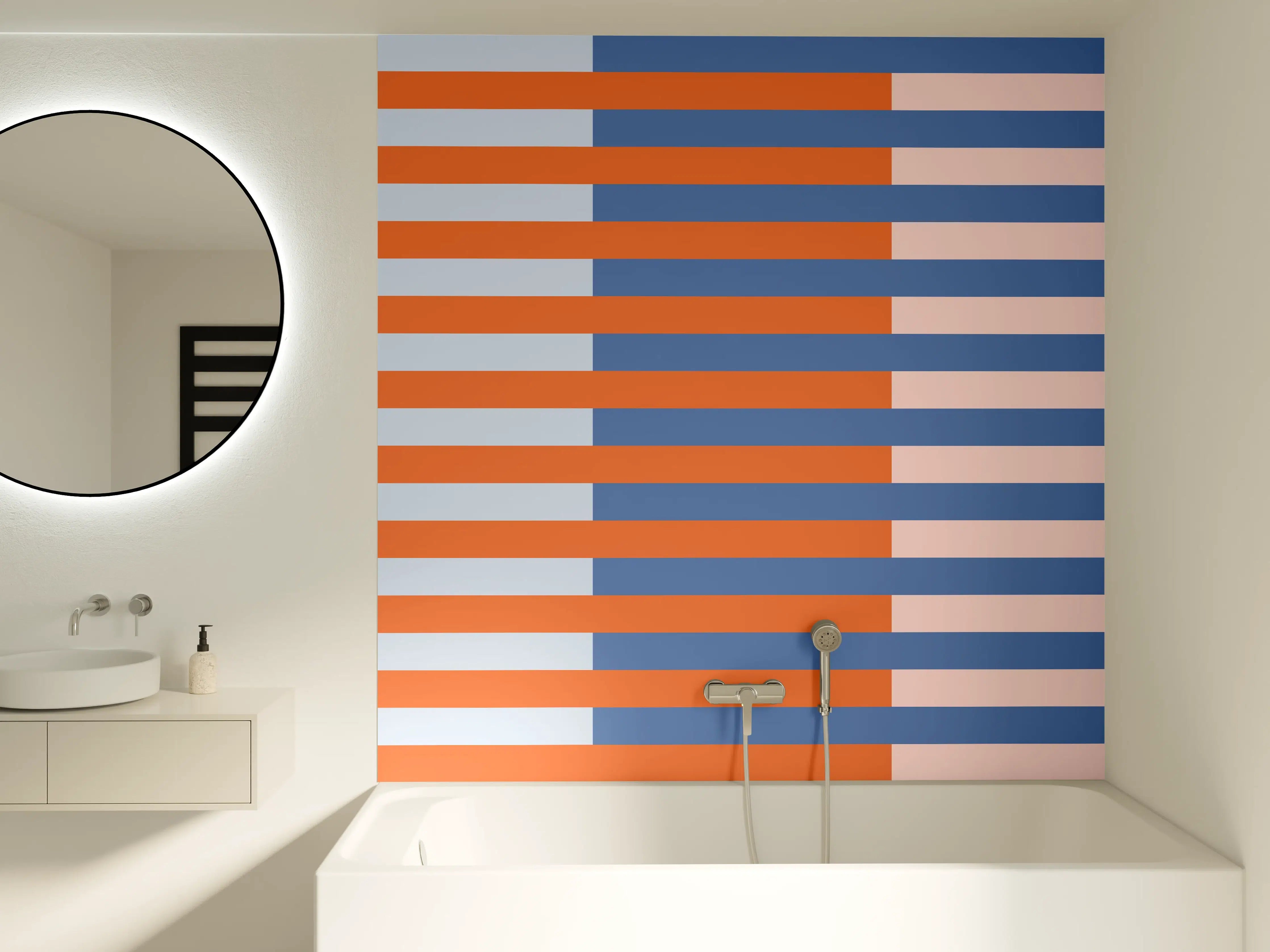 Badewannen-Rückwand - The Springs - Multy Stripes - Crocus