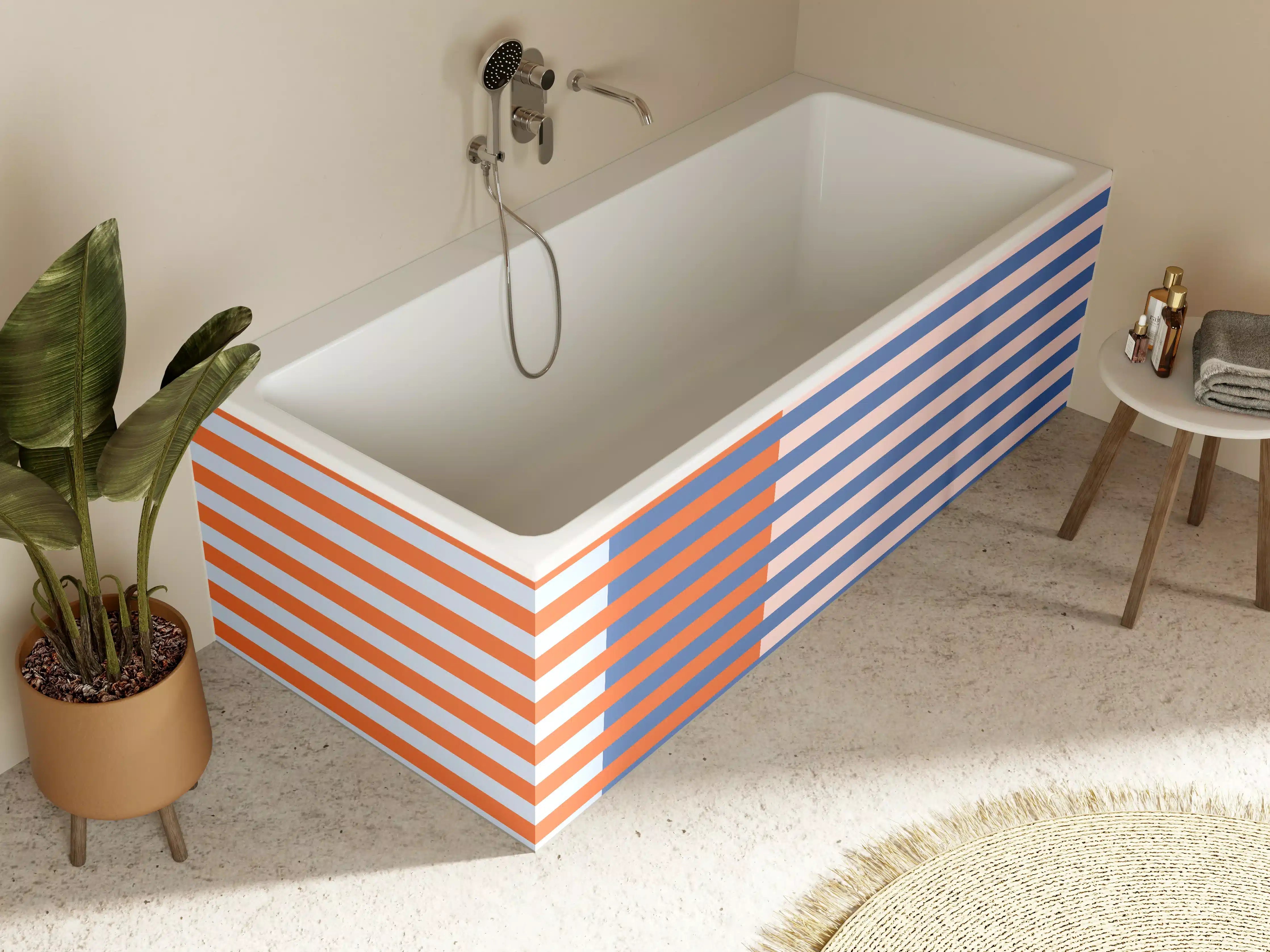 Badewannen-Rückwand - The Springs - Multy Stripes - Crocus