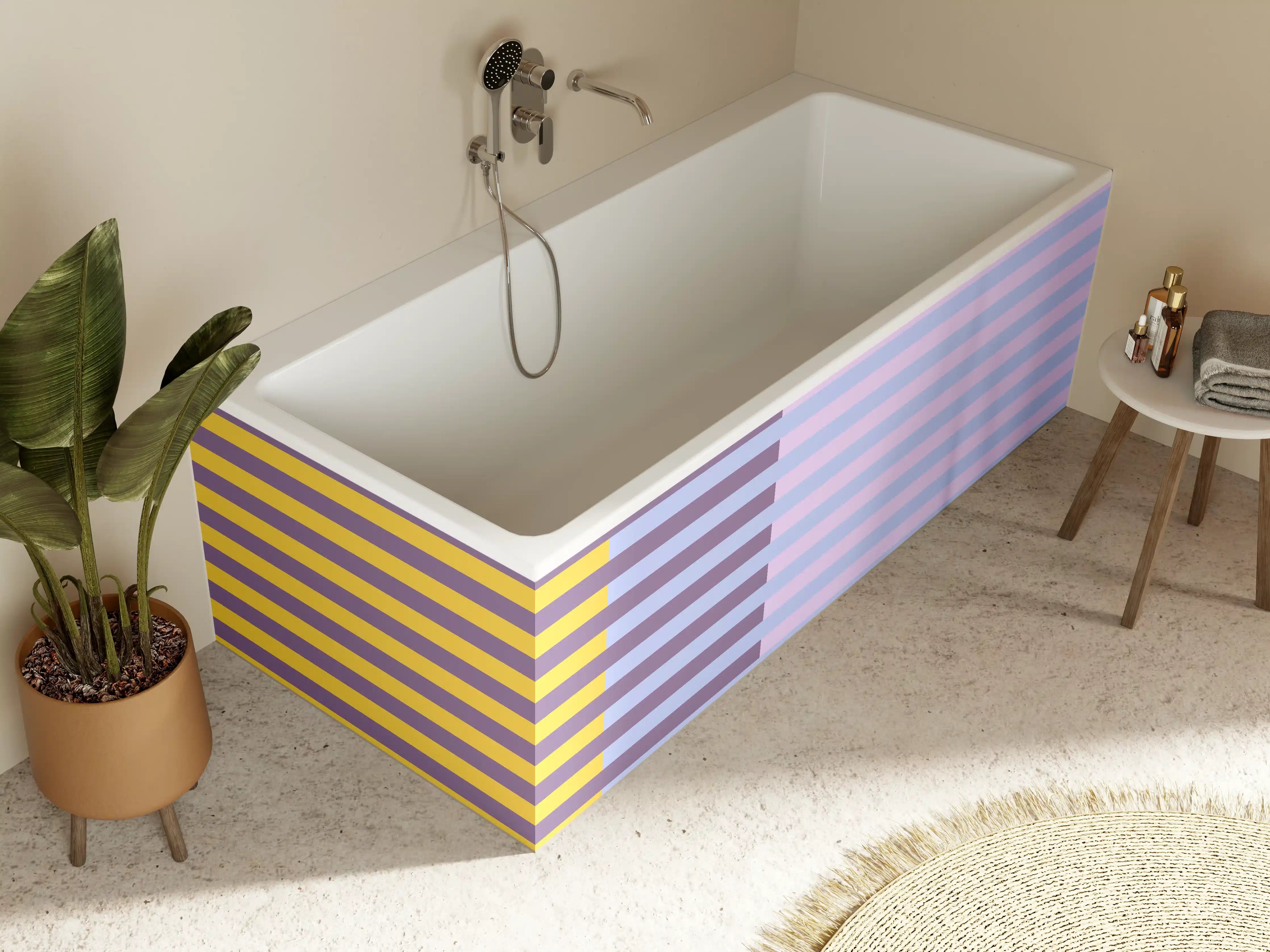 Badewannen-Rückwand - The Springs - Multy Stripes - Lilac