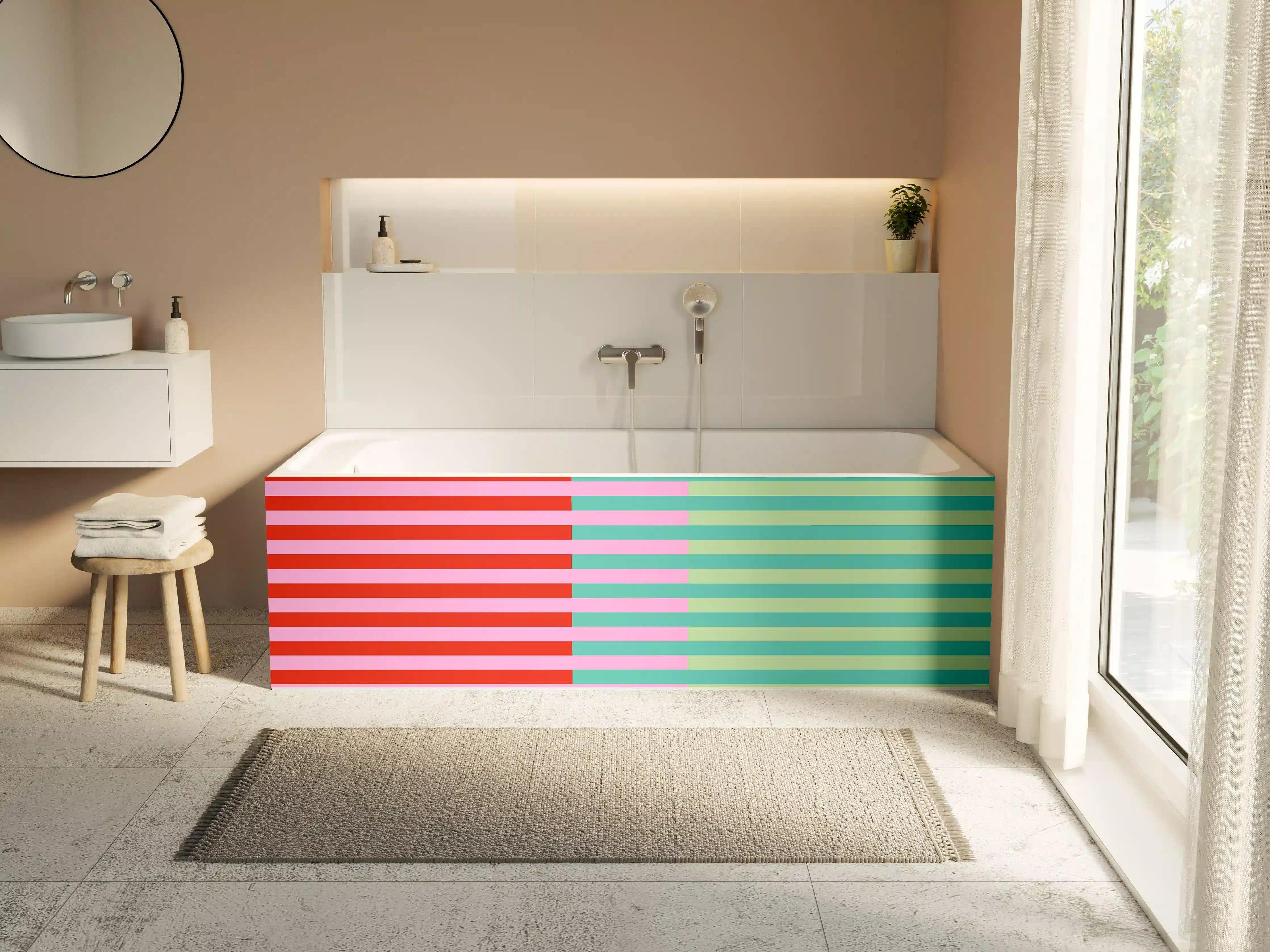 Badewannen-Rückwand - The Springs - Multy Stripes - Peony