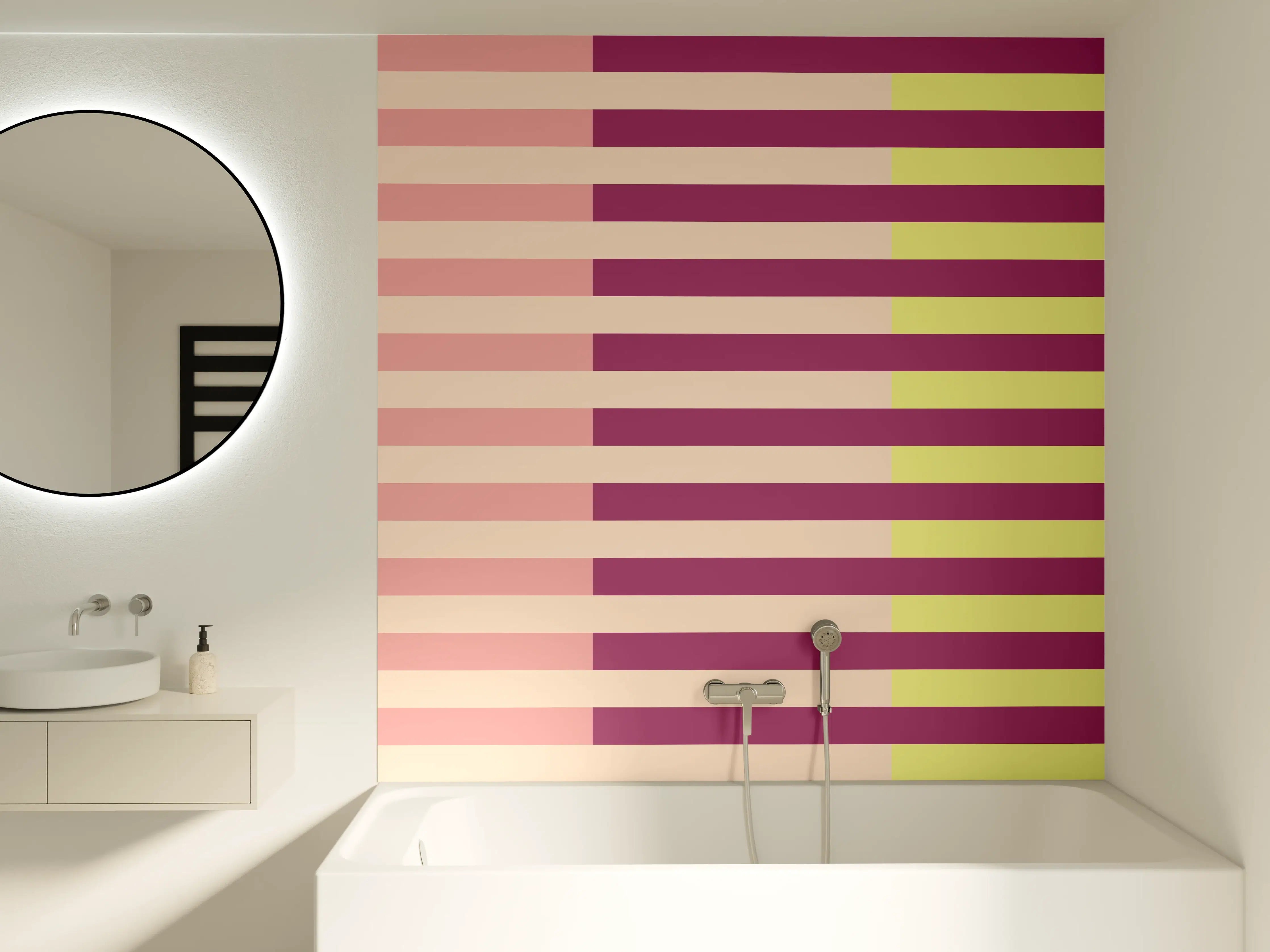 Badewannen-Rückwand - The Springs - Multy Stripes - Tulip
