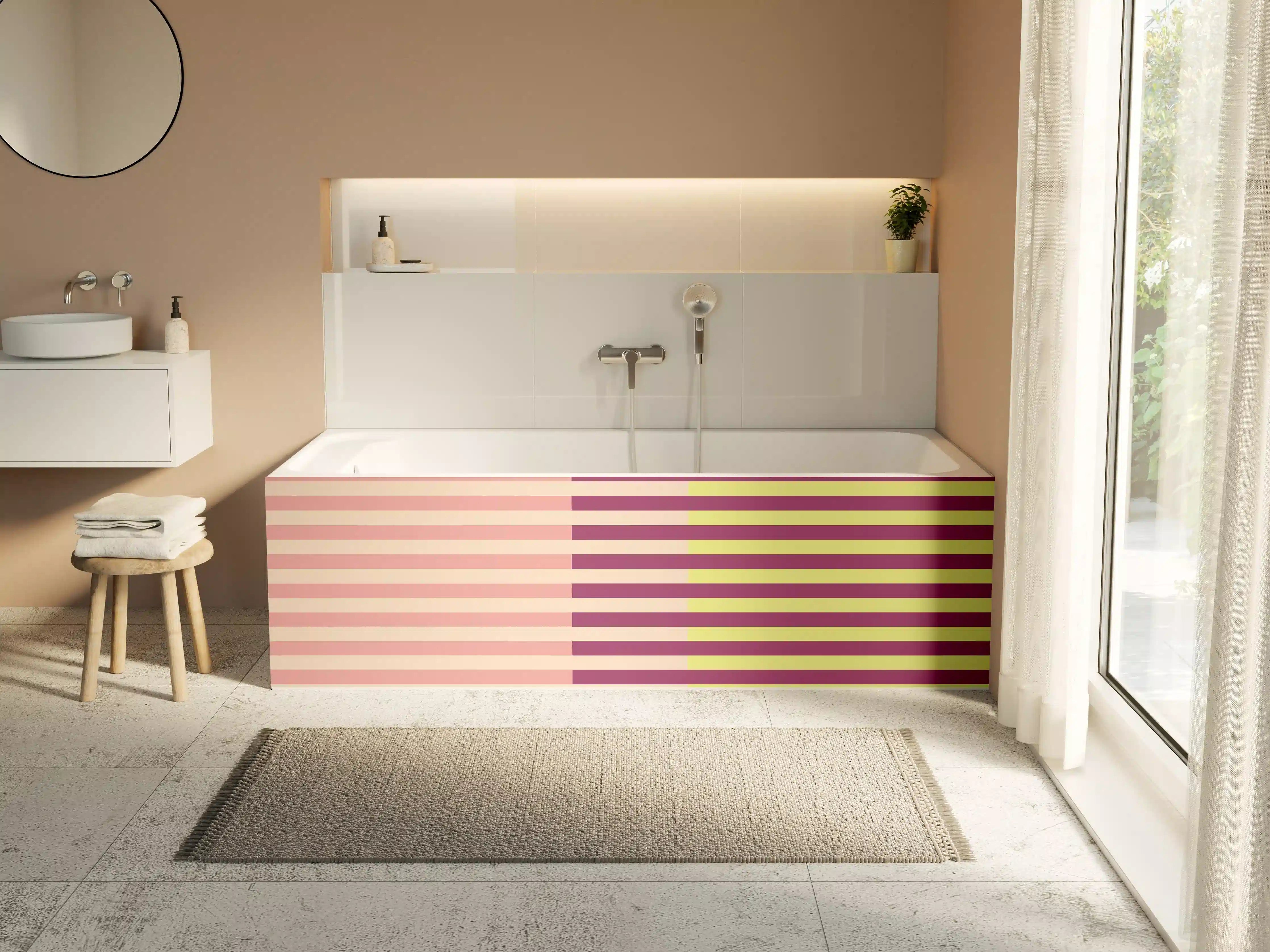 Badewannen-Rückwand - The Springs - Multy Stripes - Tulip