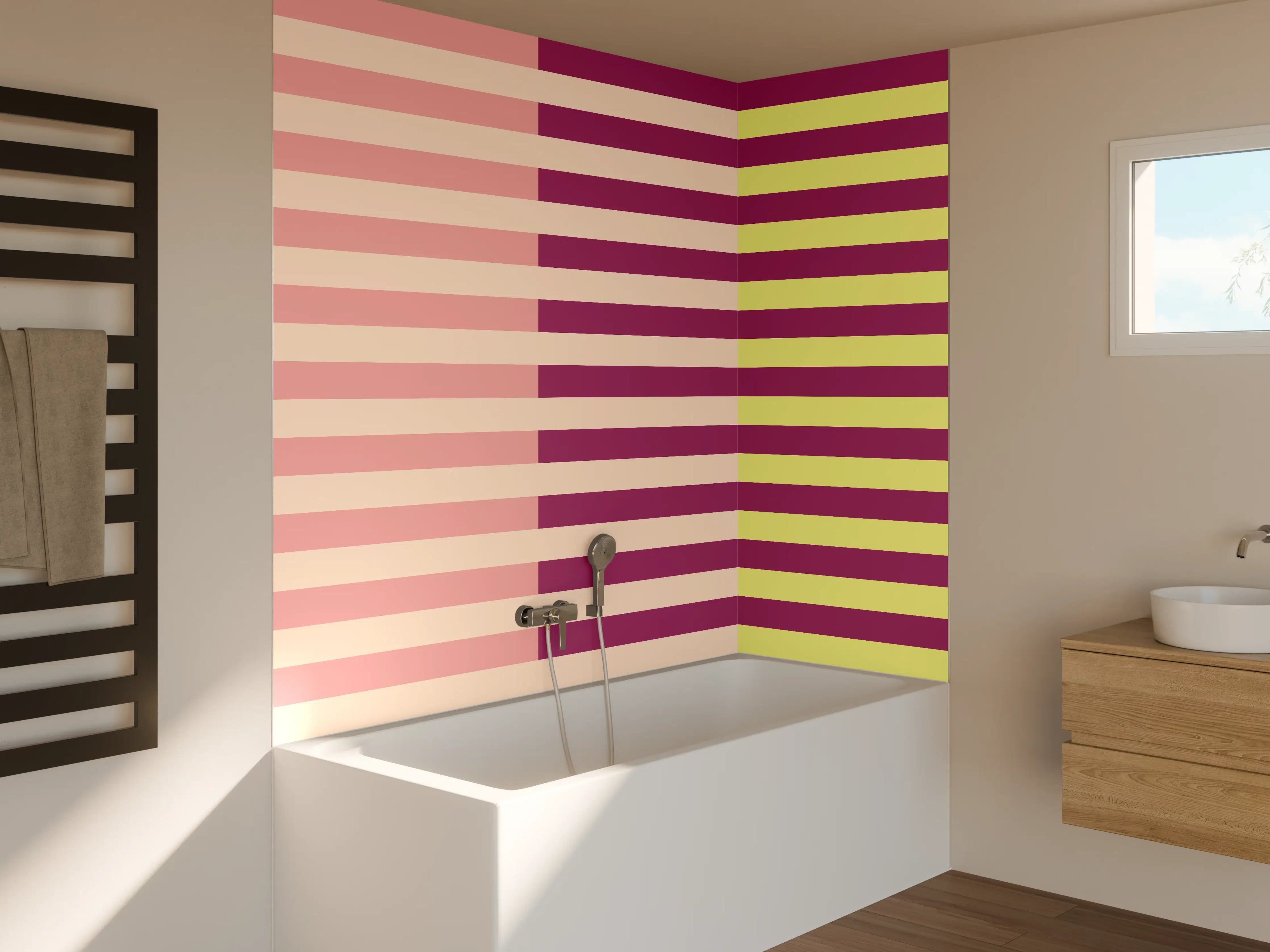 Badewannen-Rückwand - The Springs - Multy Stripes - Tulip