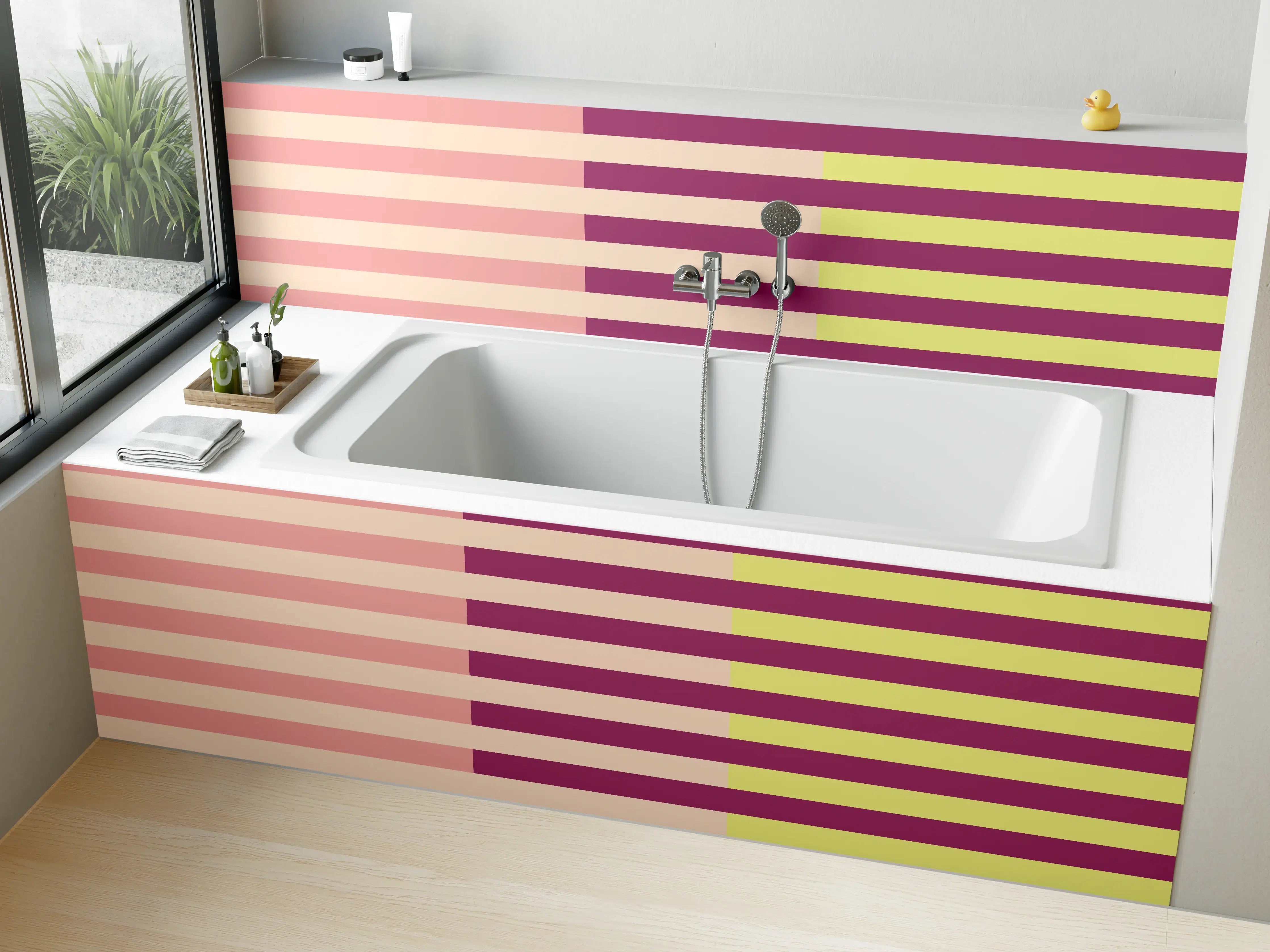 Badewannen-Rückwand - The Springs - Multy Stripes - Tulip