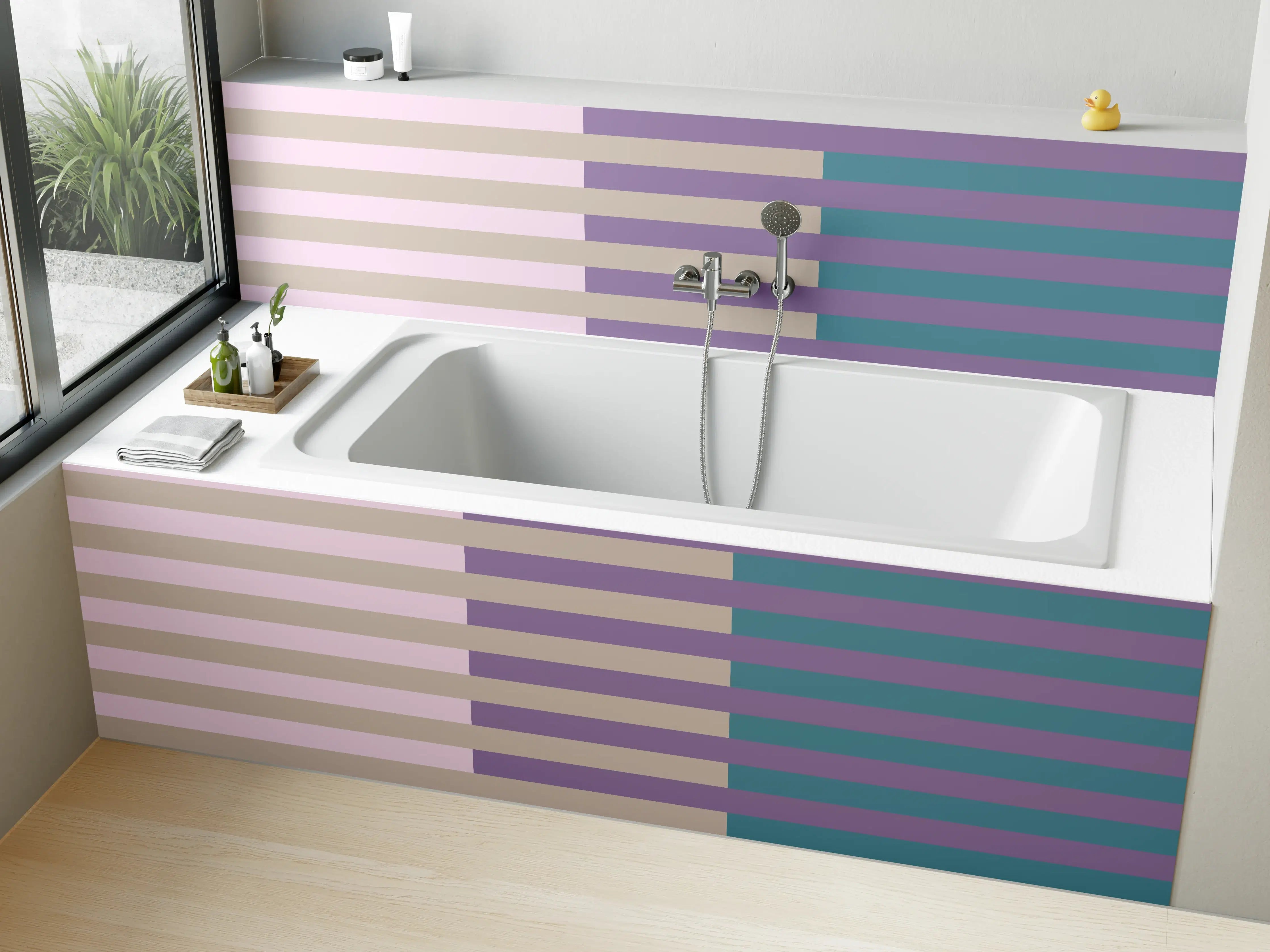 Badewannen-Rückwand - The Vintages - Multy Stripes - Daphne