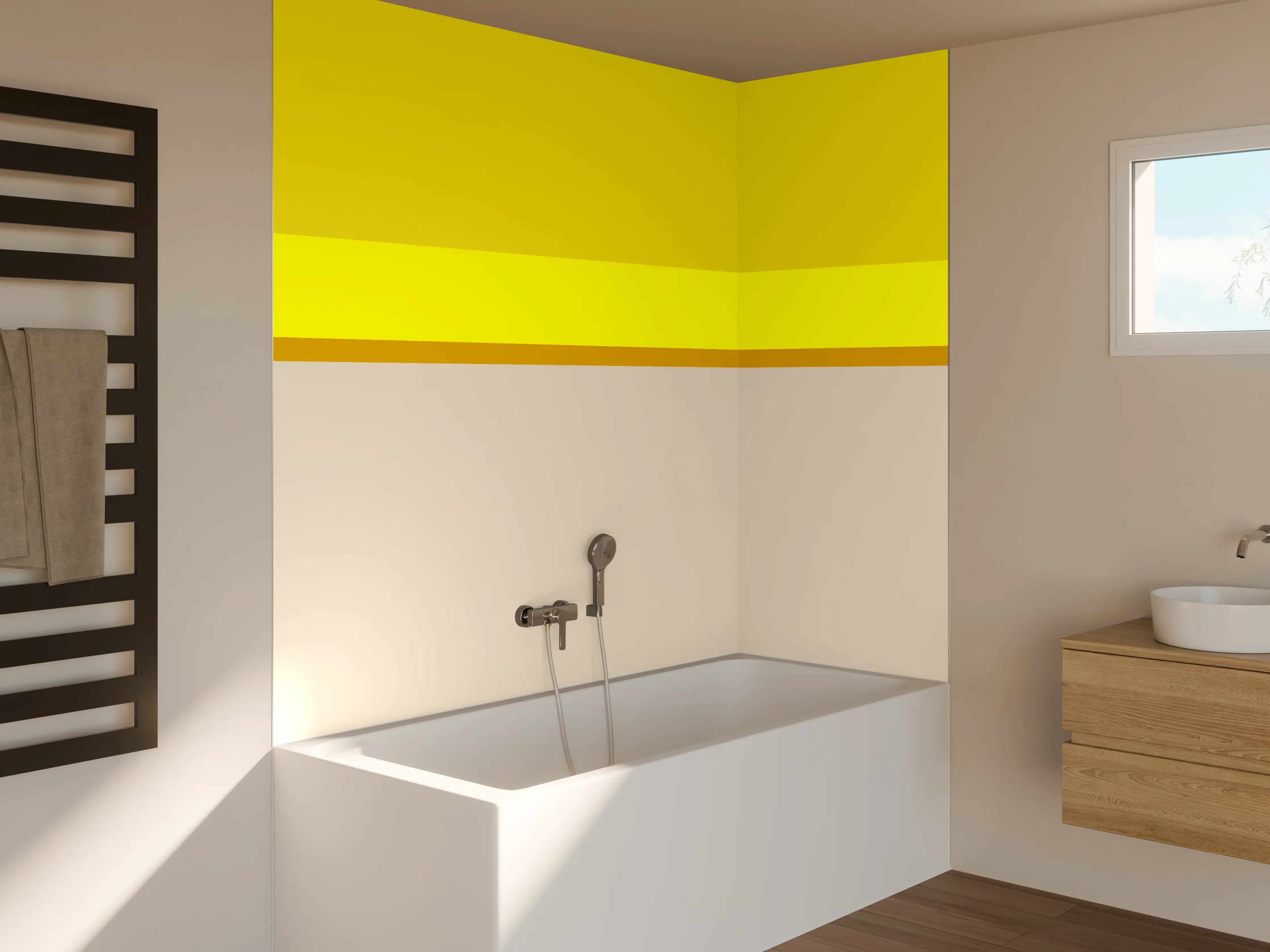 Badewannen-Rückwand - The Yellows - Horizontal - Vanilla