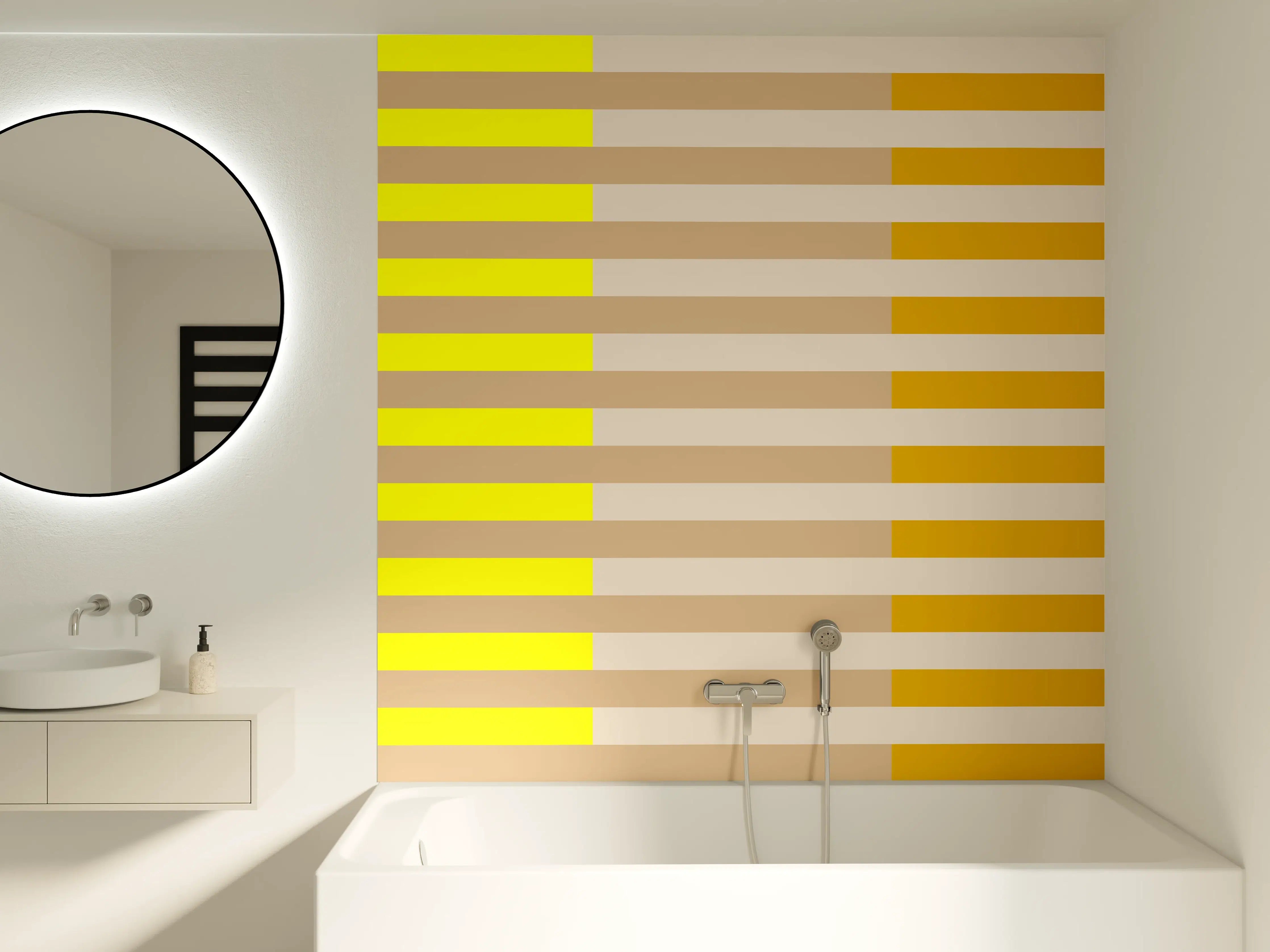 Badewannen-Rückwand - The Yellows - Multy Stripes - Buttercup