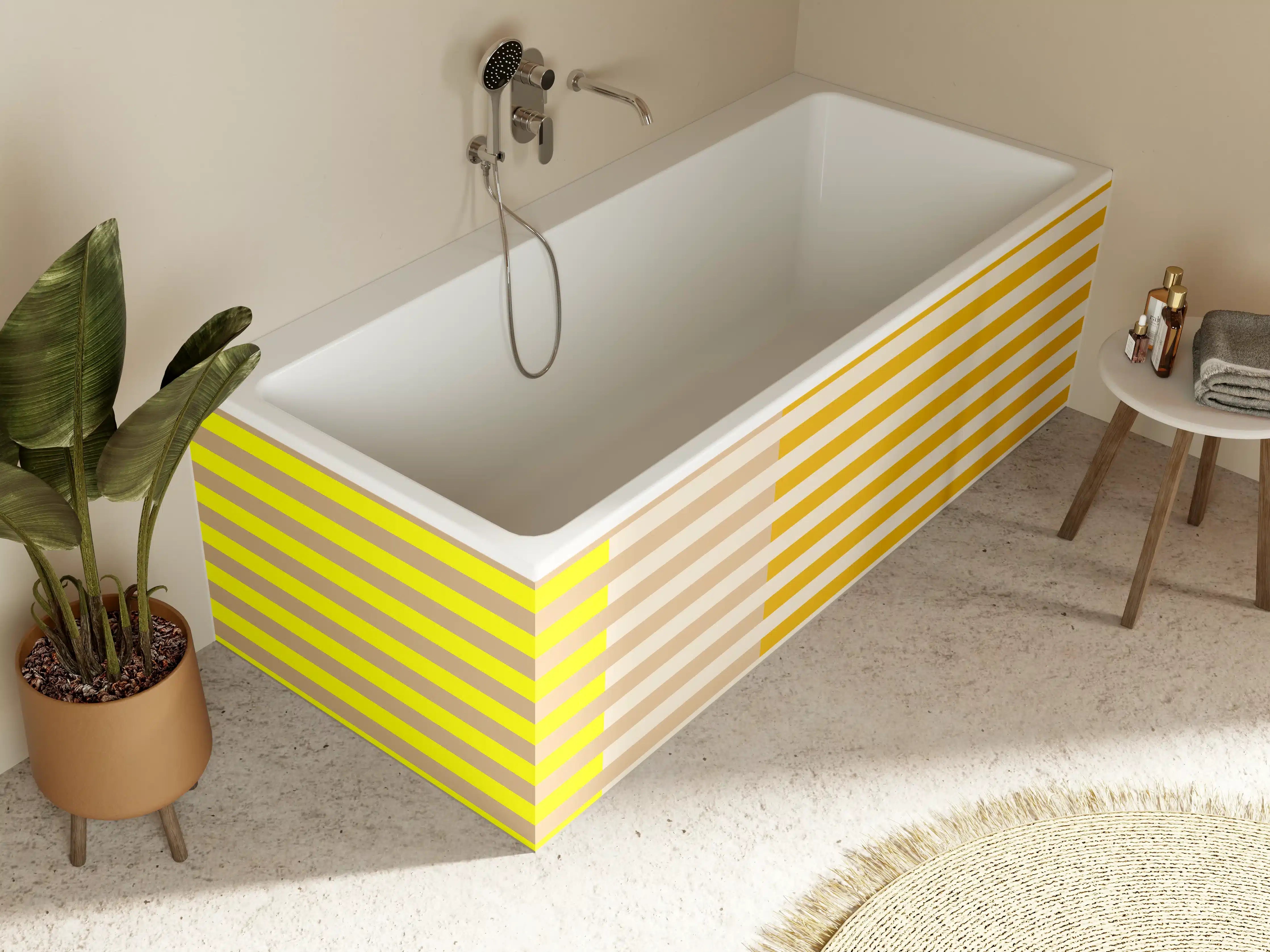 Badewannen-Rückwand - The Yellows - Multy Stripes - Buttercup