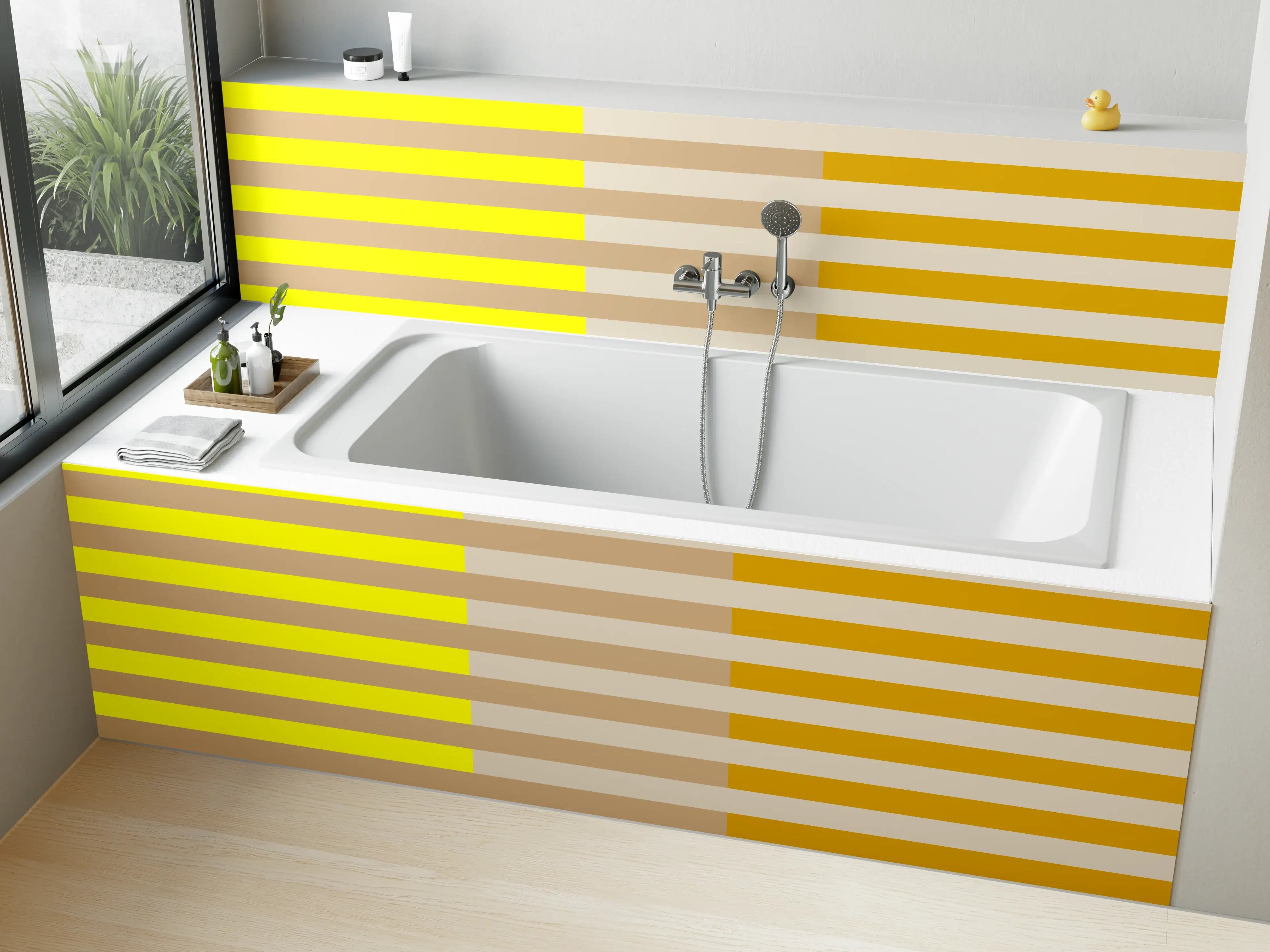 Badewannen-Rückwand - The Yellows - Multy Stripes - Buttercup