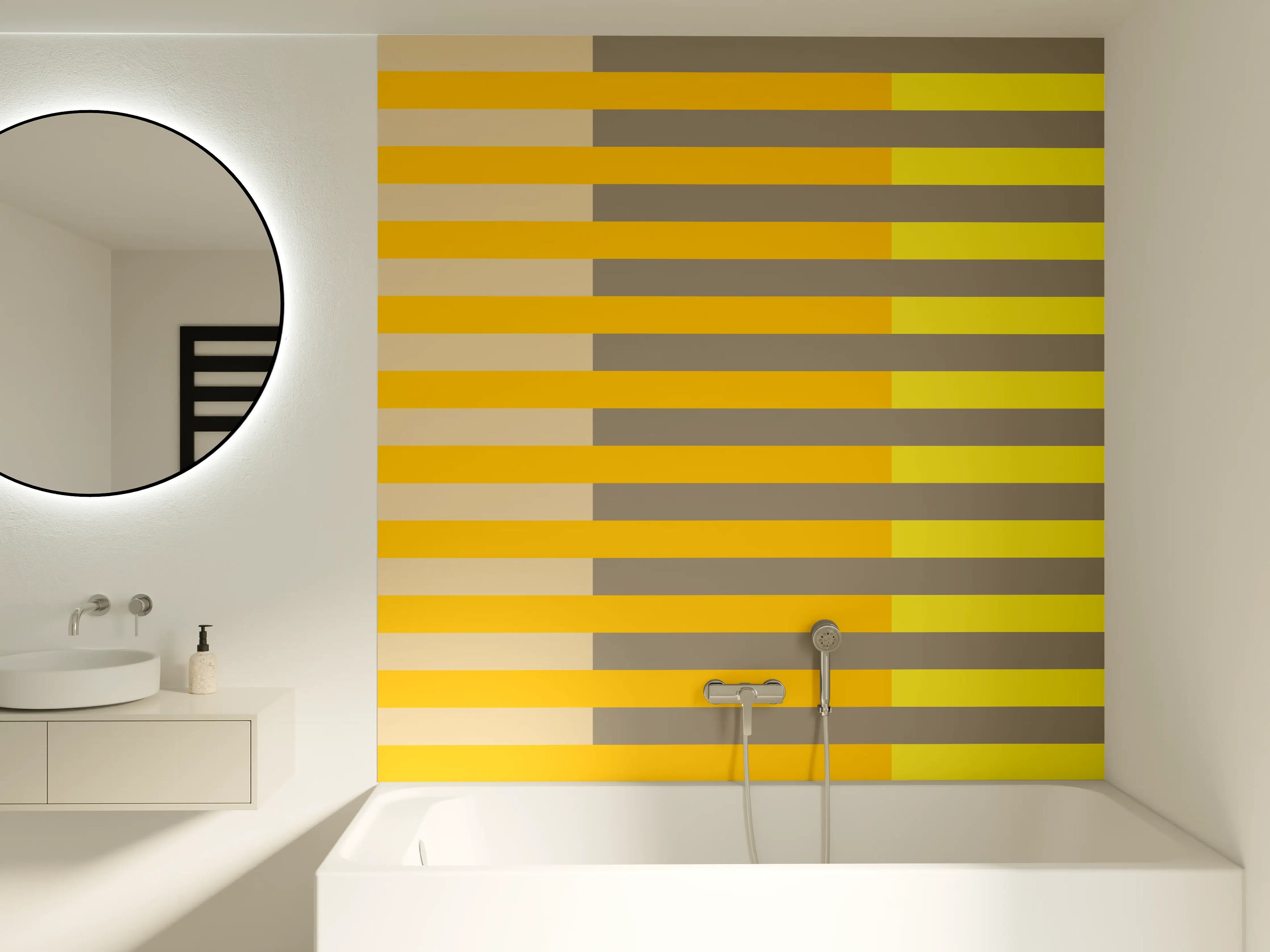 Badewannen-Rückwand - The Yellows - Multy Stripes - Honey