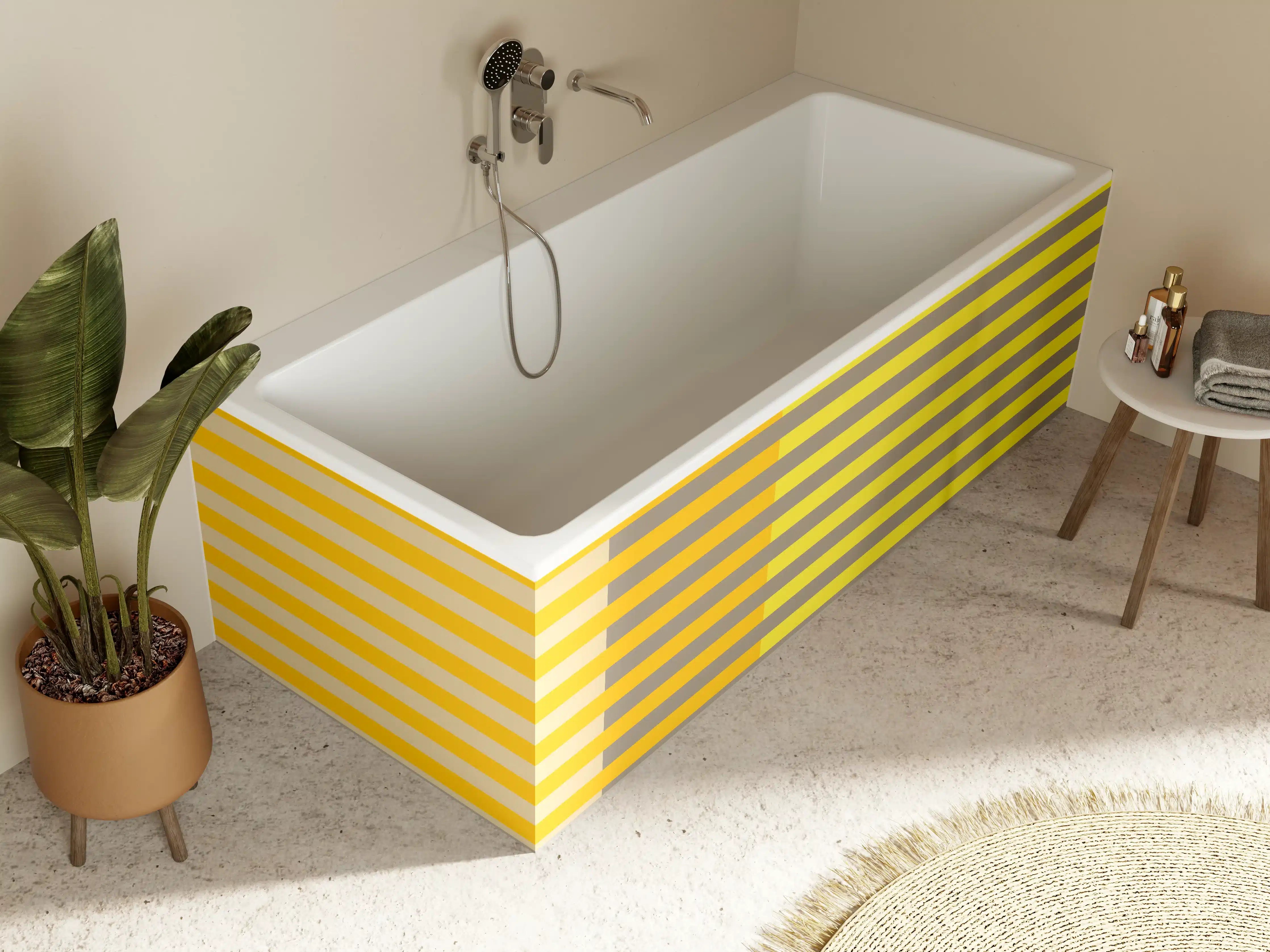 Badewannen-Rückwand - The Yellows - Multy Stripes - Honey
