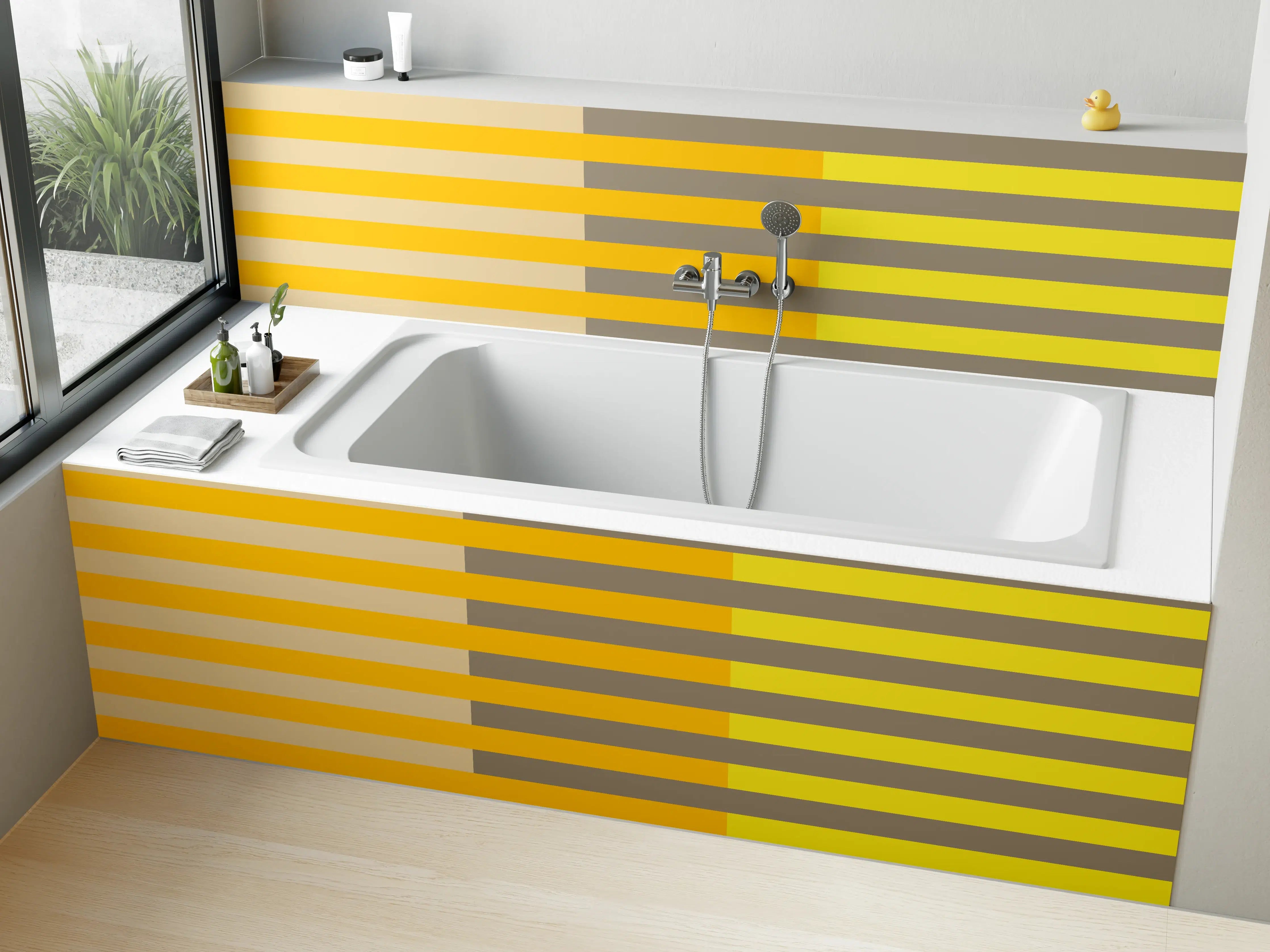 Badewannen-Rückwand - The Yellows - Multy Stripes - Honey