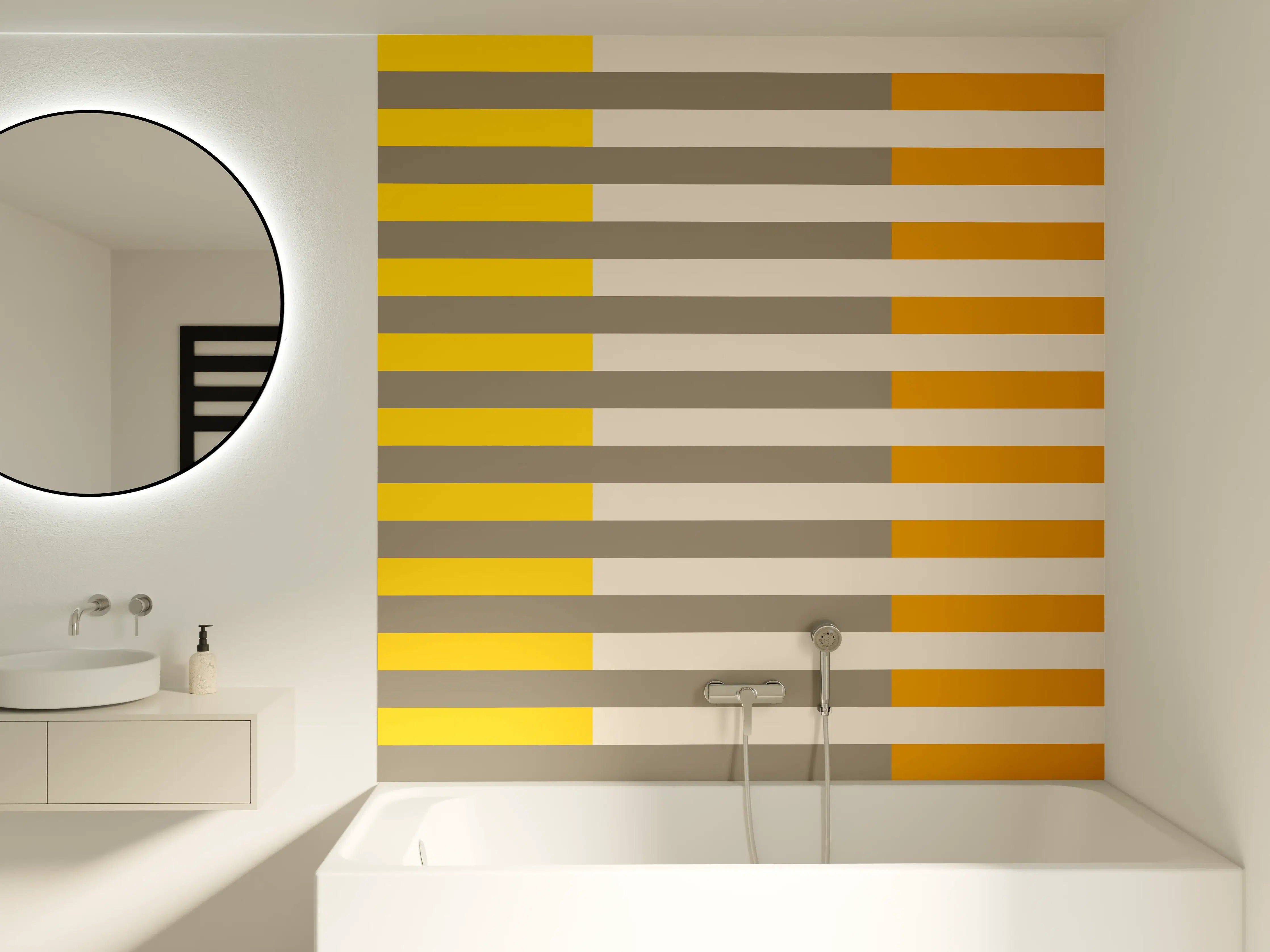 Badewannen-Rückwand - The Yellows - Multy Stripes - Saffron
