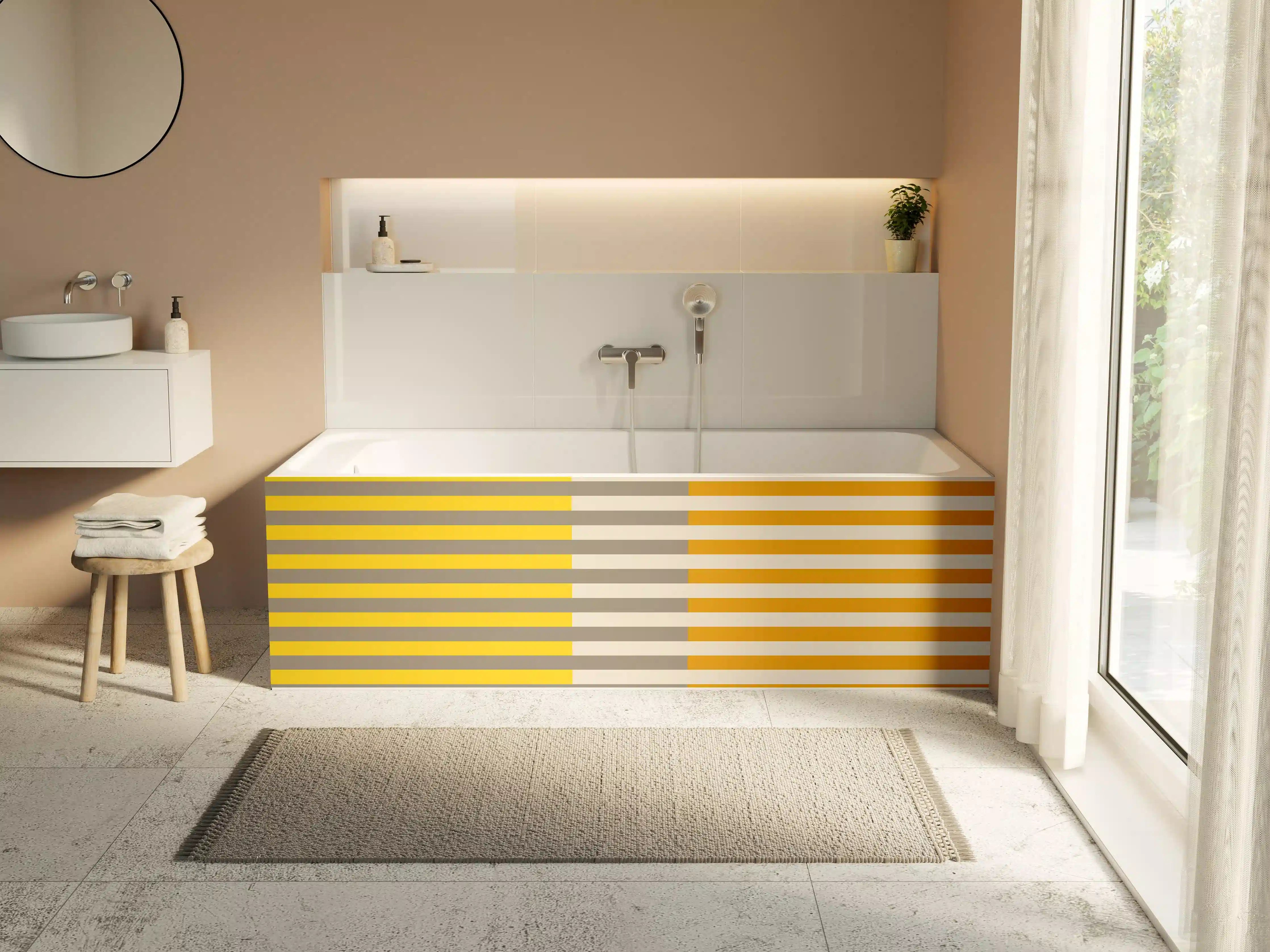 Badewannen-Rückwand - The Yellows - Multy Stripes - Saffron