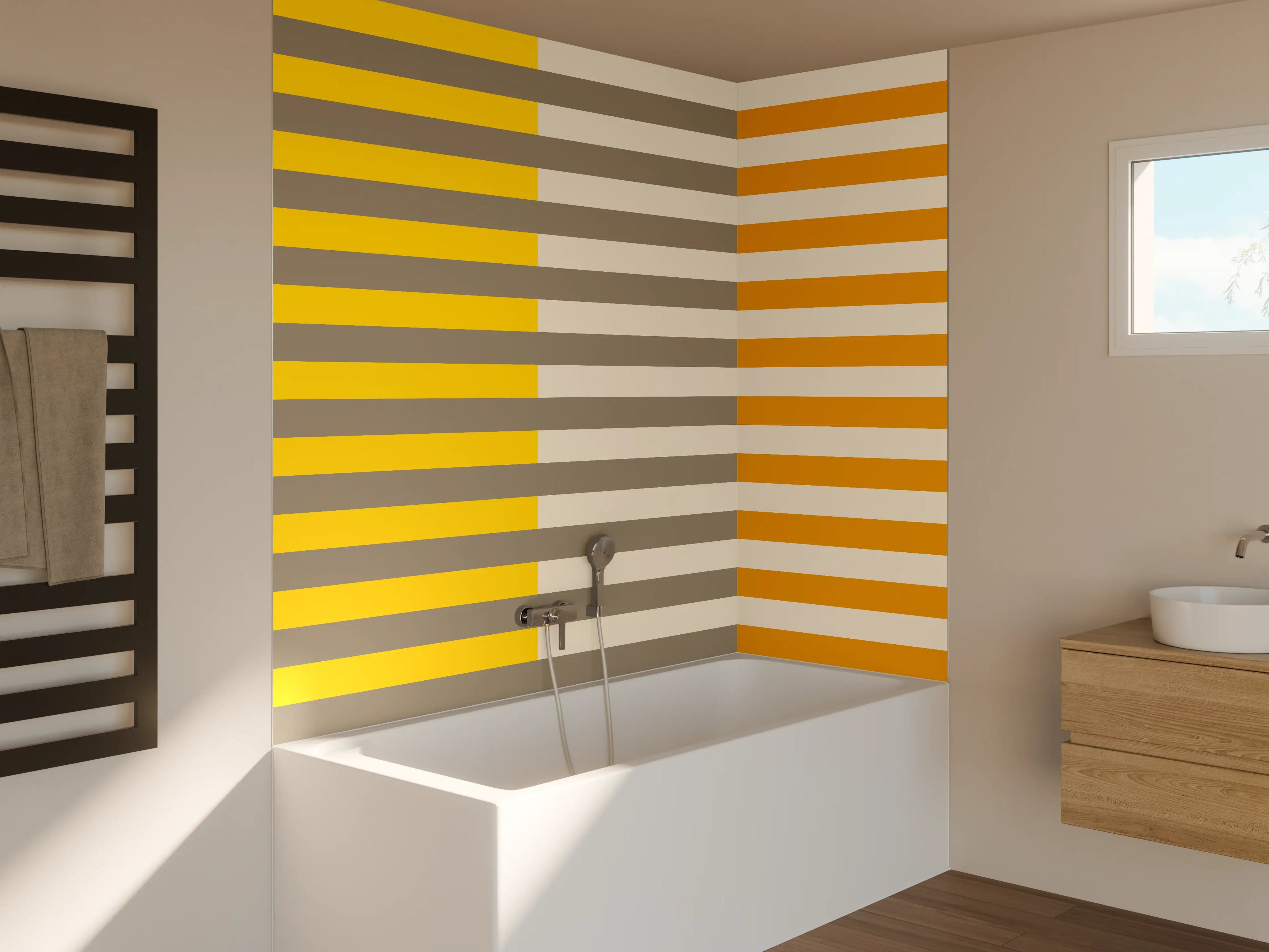 Badewannen-Rückwand - The Yellows - Multy Stripes - Saffron