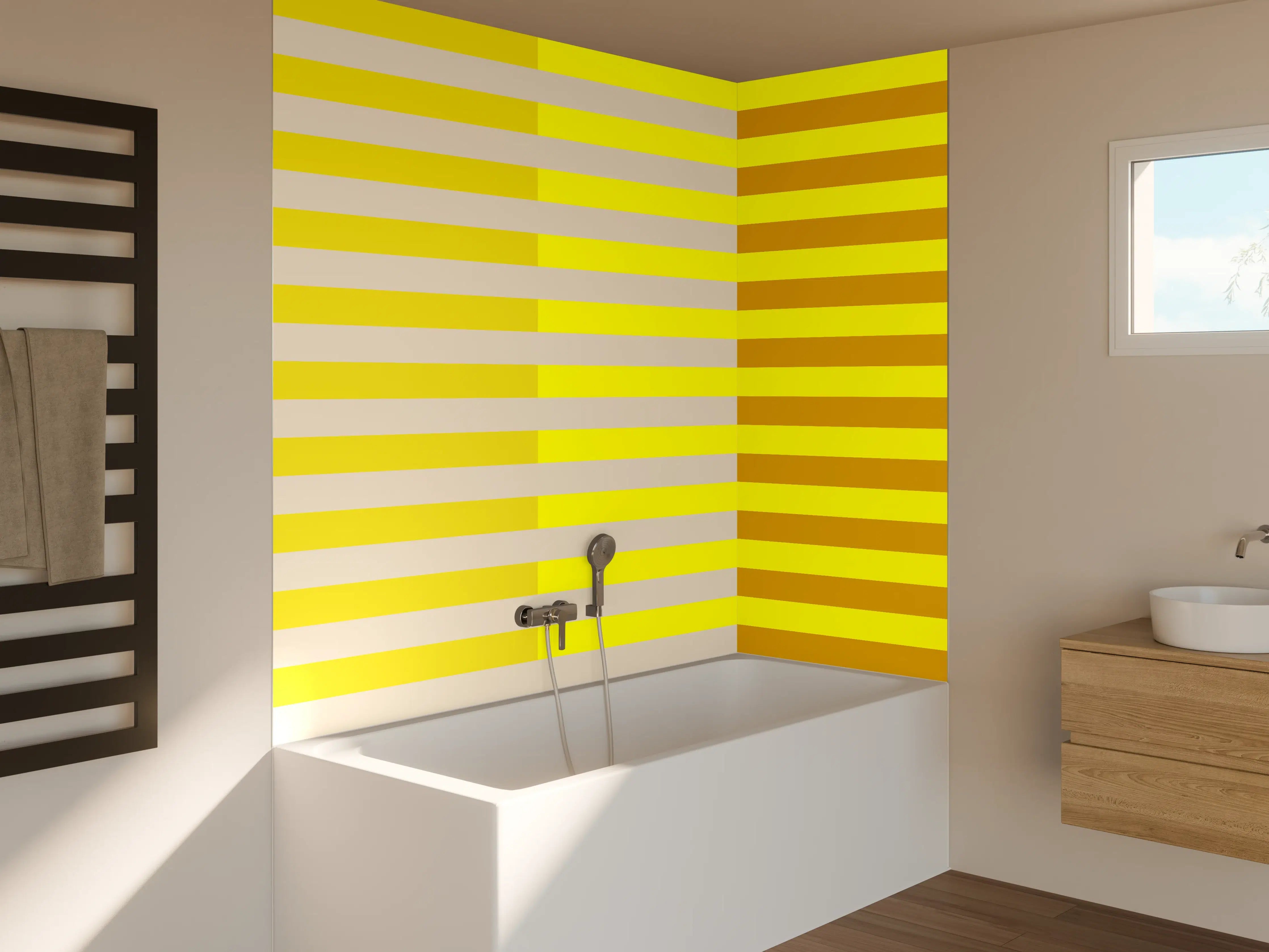 Badewannen-Rückwand - The Yellows - Multy Stripes - Vanilla