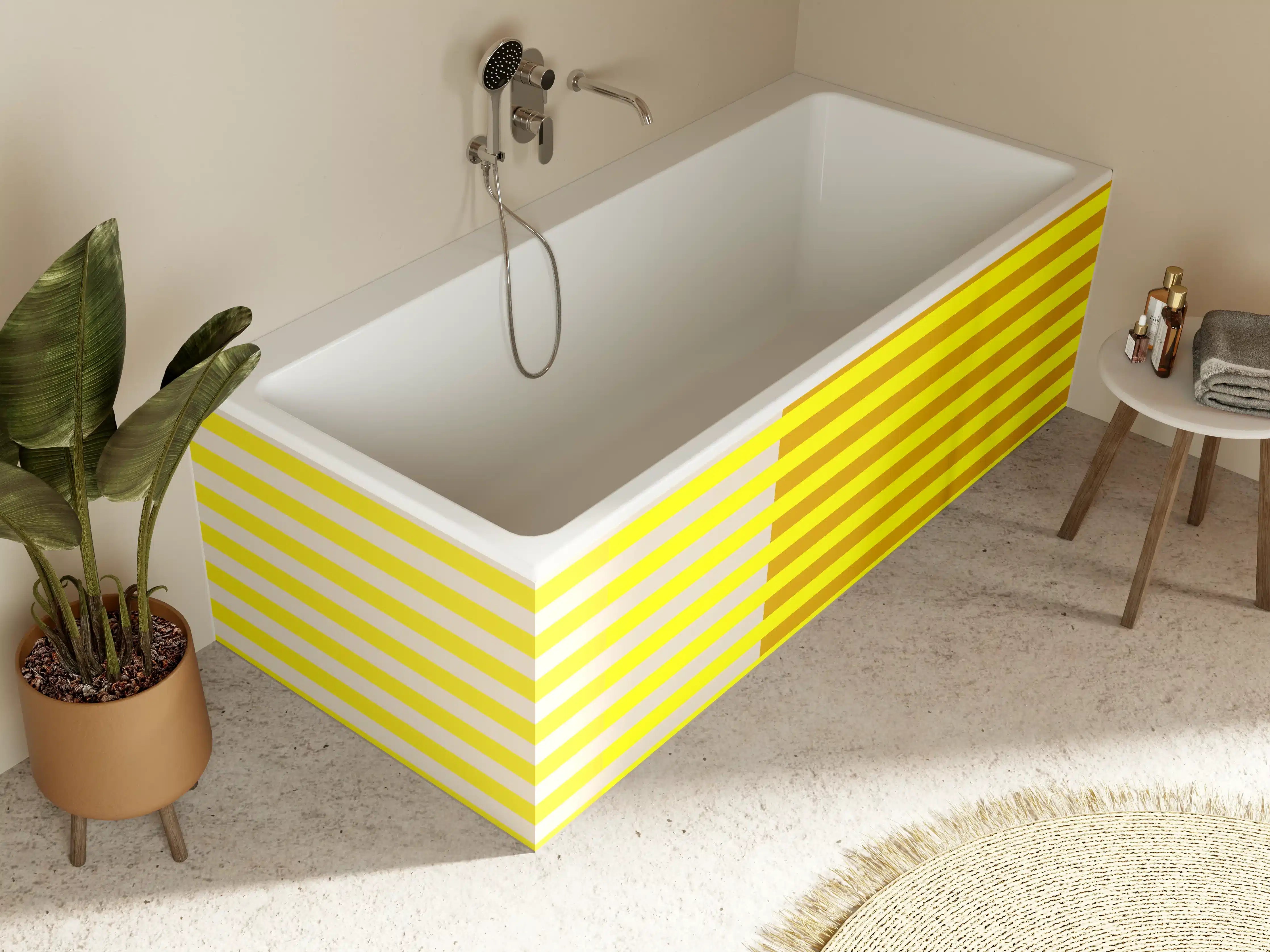 Badewannen-Rückwand - The Yellows - Multy Stripes - Vanilla