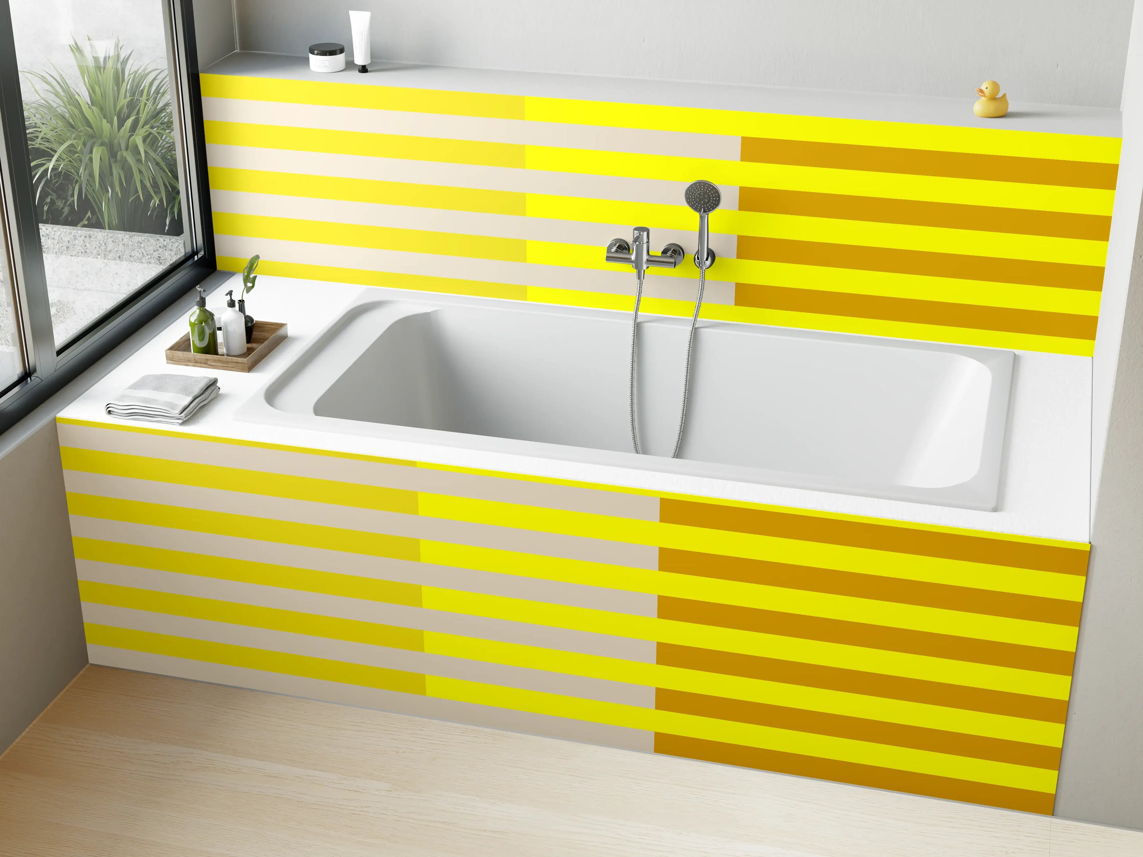 Badewannen-Rückwand - The Yellows - Multy Stripes - Vanilla